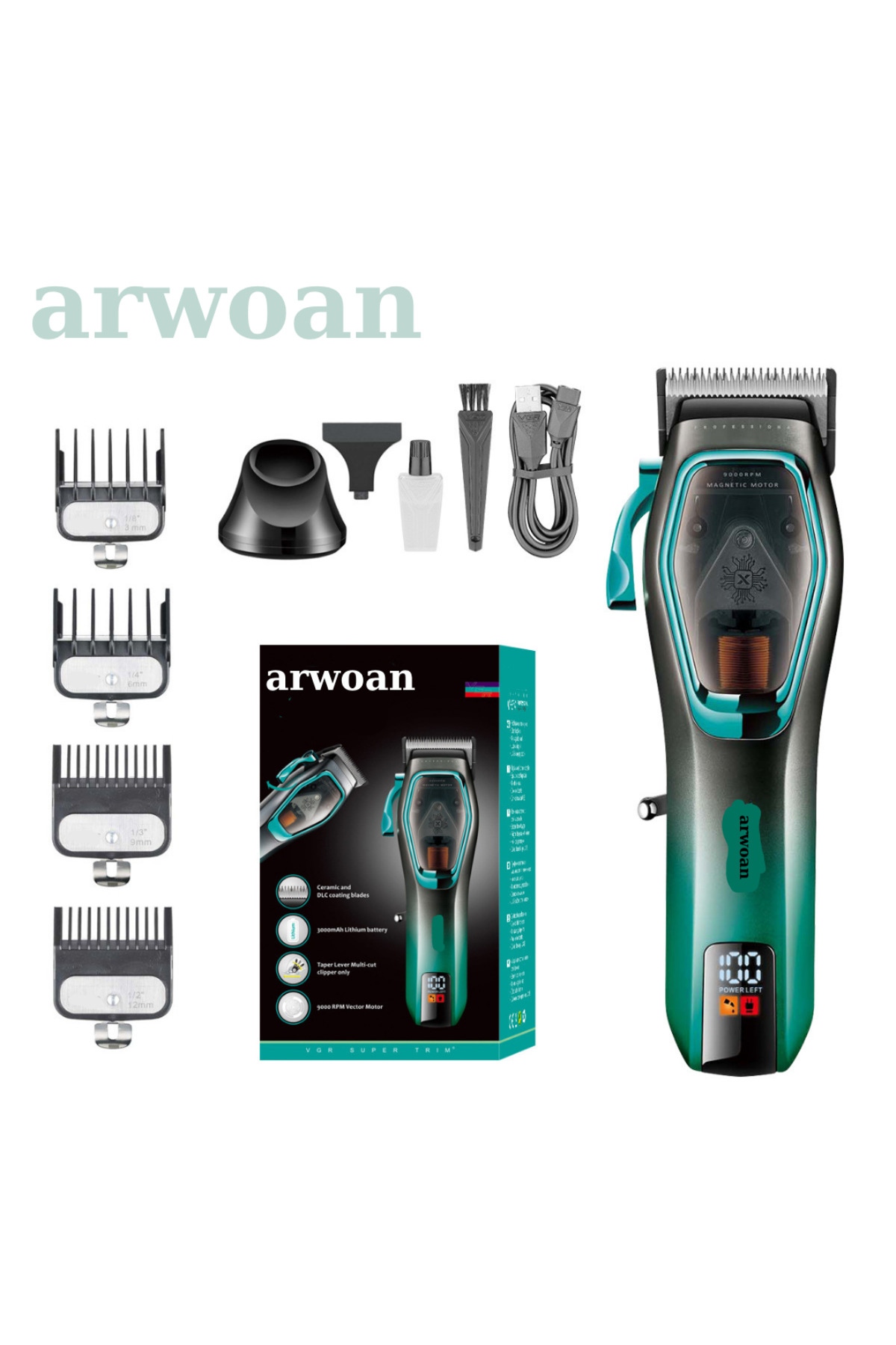 Arwoan Profesyonel Saç Sakal Kesme Makinesi Berber Kuaförler İçin