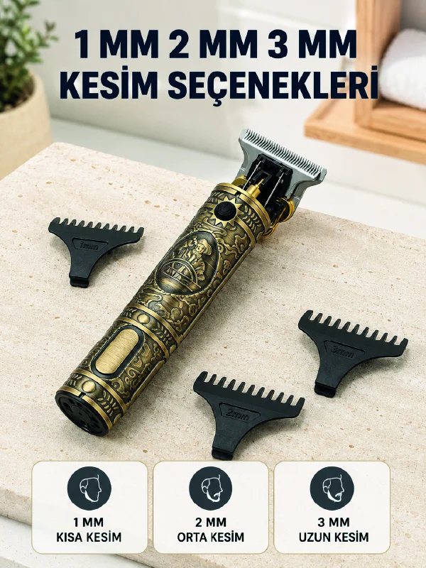 Profesyonel Saç ve Sakal Tıraş Makinesi 1500 mAh Bataryalı 1 2 3 mm Taraklı Profesyonel Saç ve Sakal Tıraş Makinesi 1500 mAh Bataryalı 1 2 3 mm Taraklı