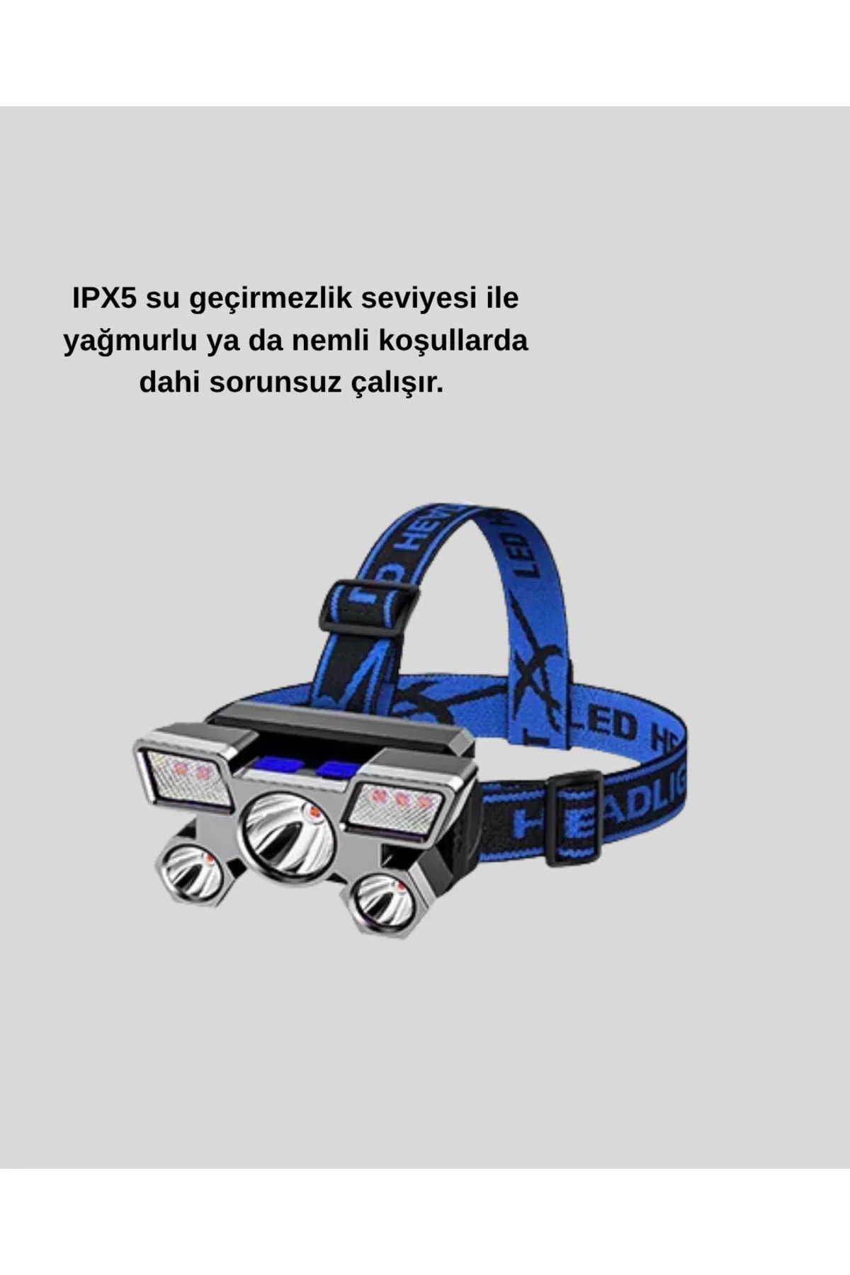 Profesyonel Şarjlı LED Far – IPX5 Suya Dayanıklı, 4 Işık Modu, Ha