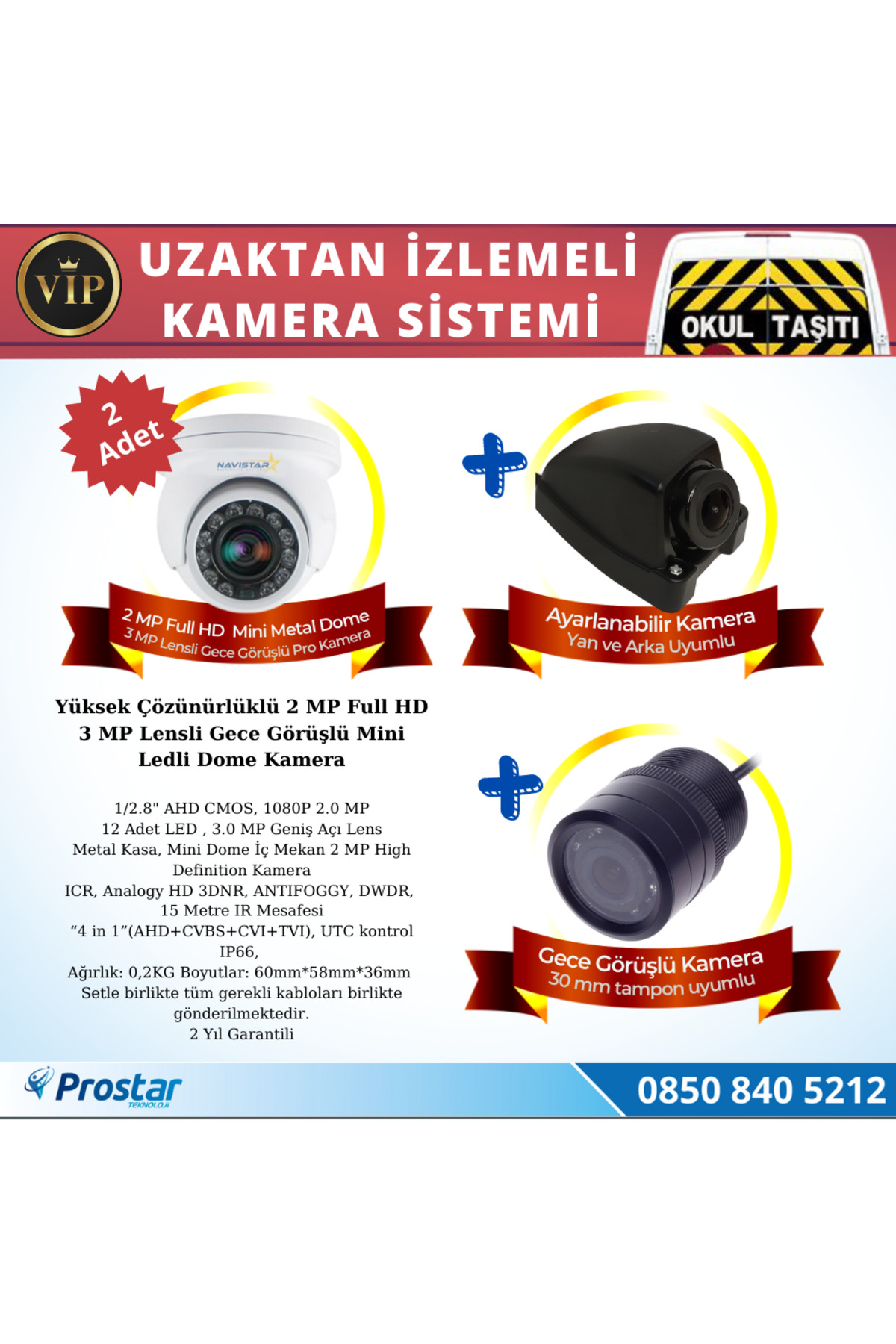 Prostarteknoloji Profesyonel Servis Araç Kamera Seti 4 Kameralı Kayıtlı 1 Tb Hardd