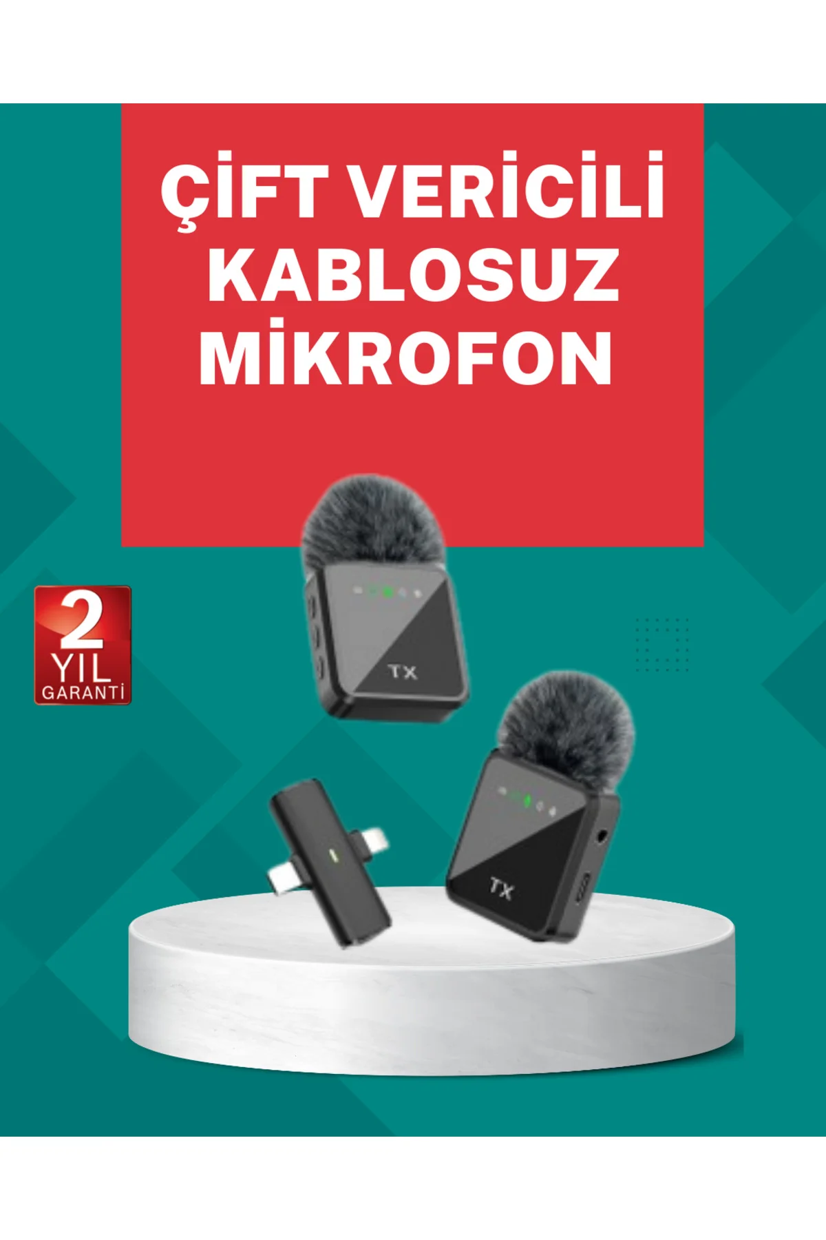 Profesyonel Ses Kayıtları İçin 2’Li Kablosuz Yaka Mikrofon Seti