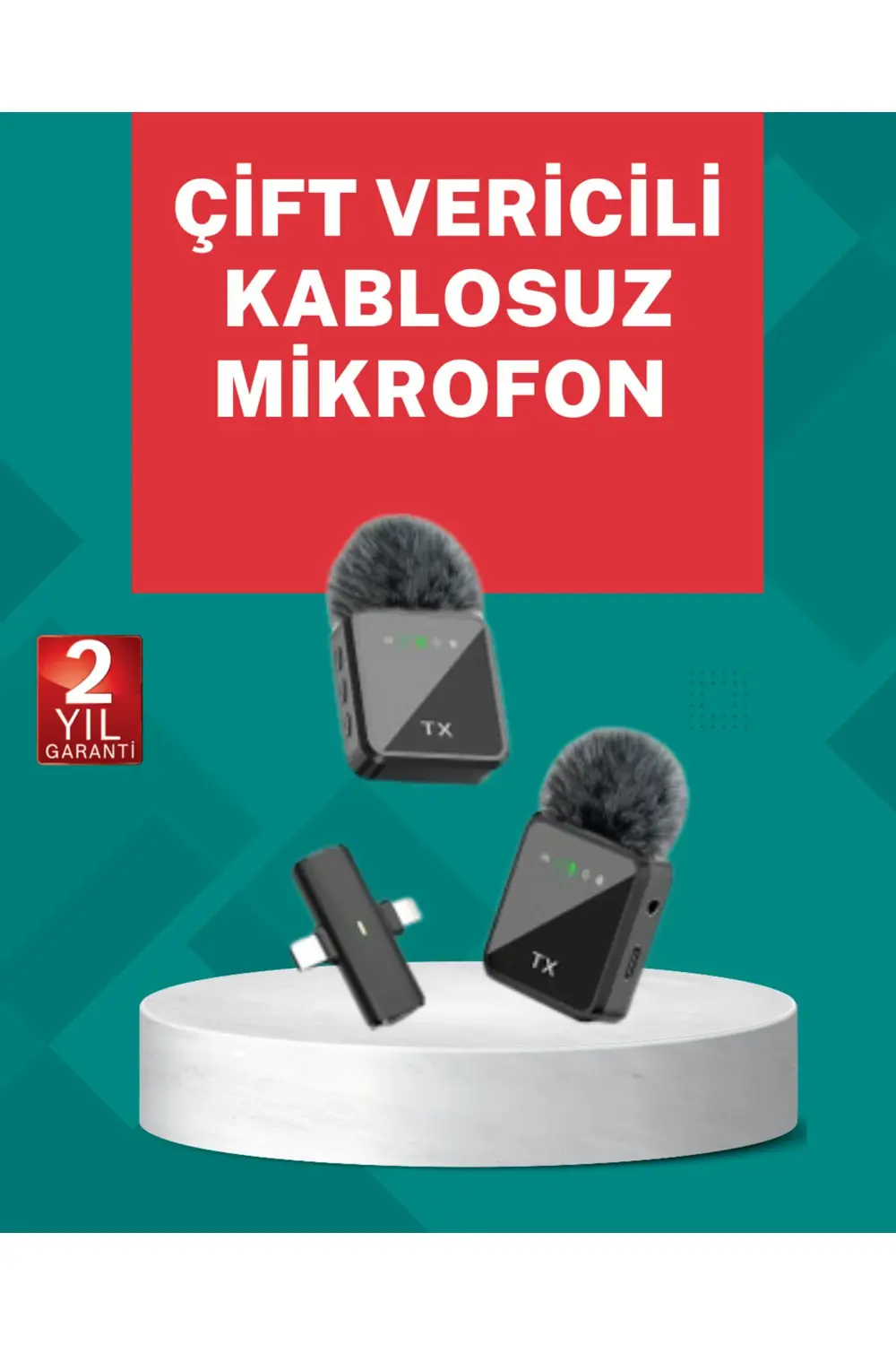 Profesyonel Ses Kayıtları İçin 2’li Kablosuz Yaka Mikrofon Seti