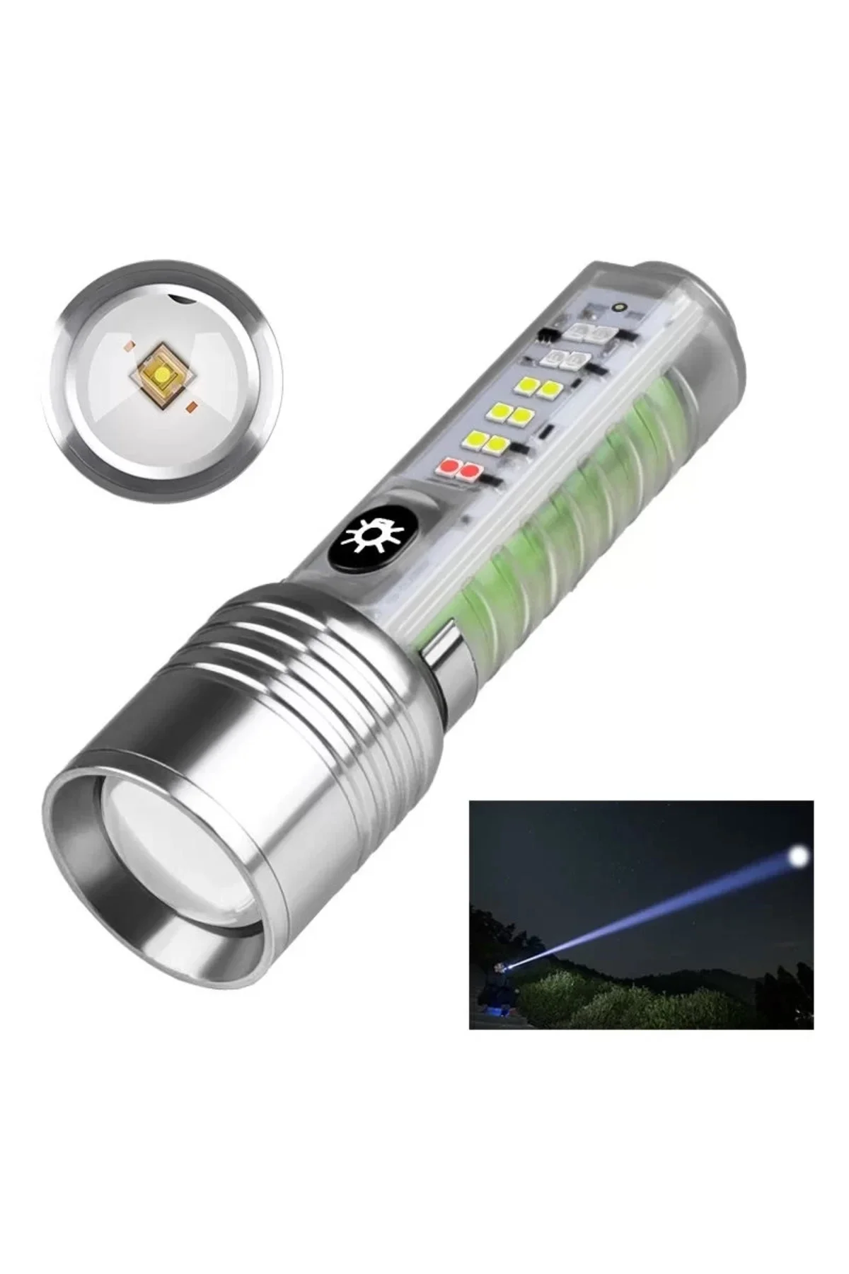 Profesyonel Tg Led Güçlü 8 Modlu Type-c 1000 Lümen Polis Çakarlı 