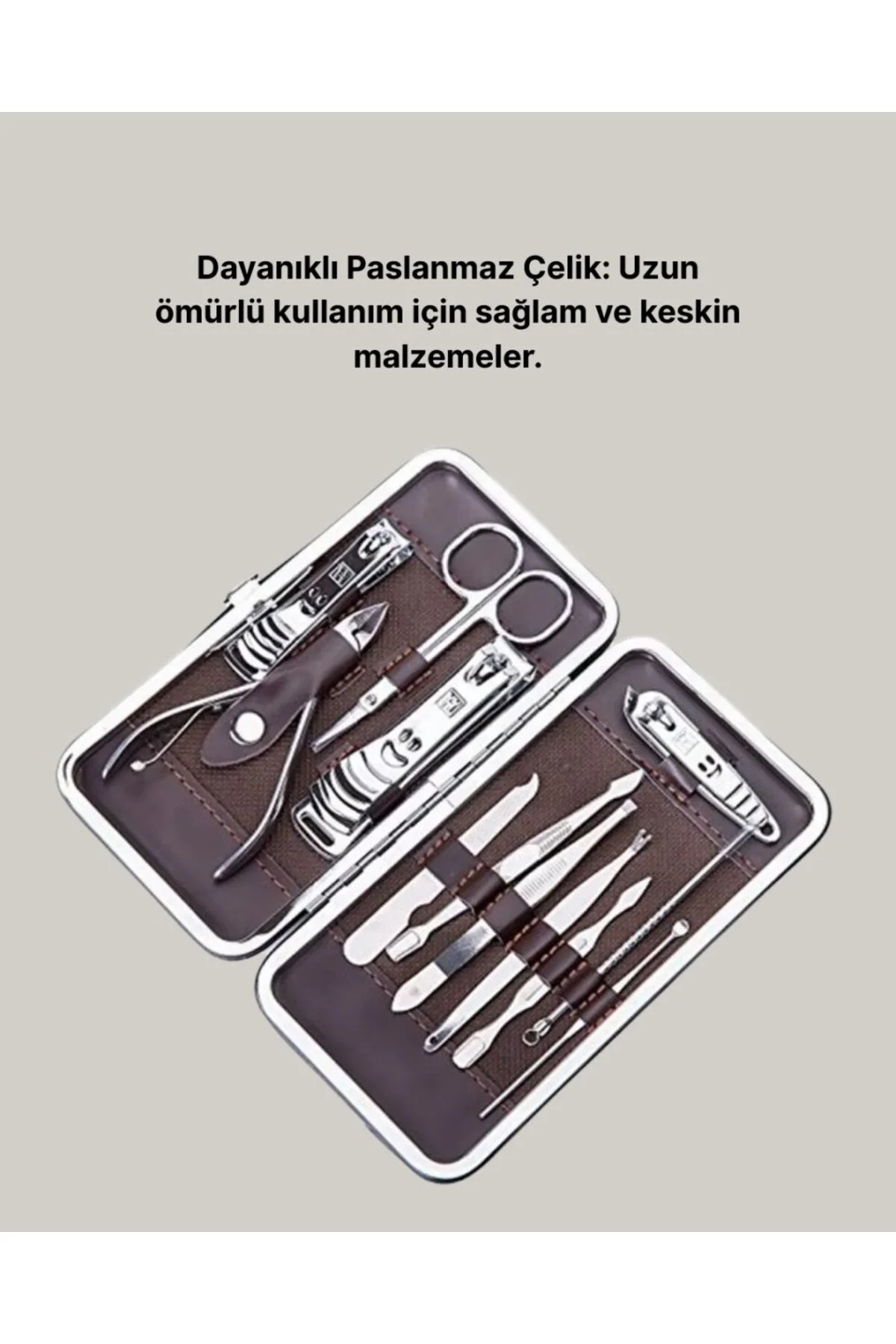 Profesyonel Tırnak Bakım Seti Çelik Aletli Şık Deri Çantalı