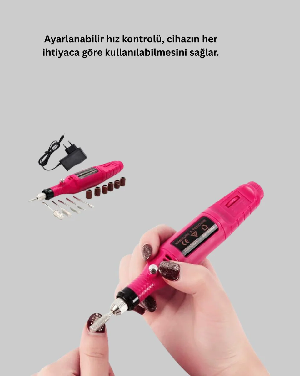 Profesyonel Tırnak Manikür Aleti – Şarjlı Ayarlanabilir Hız Düşük Titreşim ve Sessiz Motor Teknolojisi