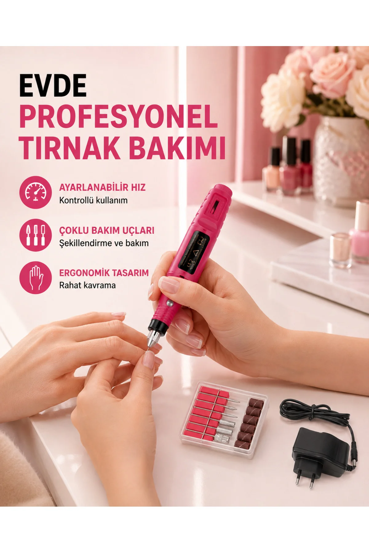 Profesyonel Tırnak Matkap Makinesi – USB Şarjlı, Ayarlanabilir Hız, Düşük Titreşimli ve Sessiz Çalış Profesyonel Tırnak Matkap Makinesi – USB Şarjlı, Ayarlanabilir Hız, Düşük Titreşimli ve Sessiz Çalış