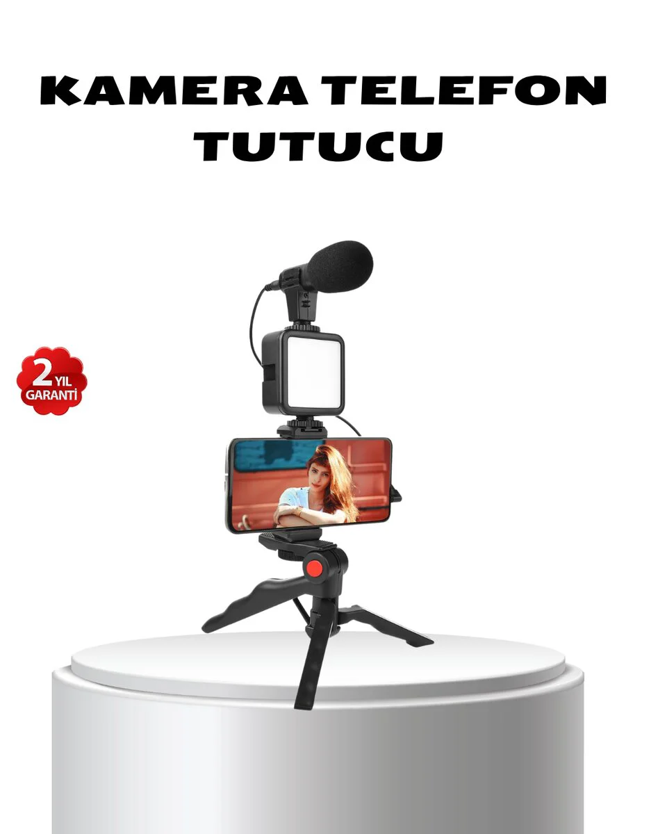Profesyonel Video Çekim Kiti - LED Işık, Harici Mikrofon ve Bluetooth Kumanda Seti
