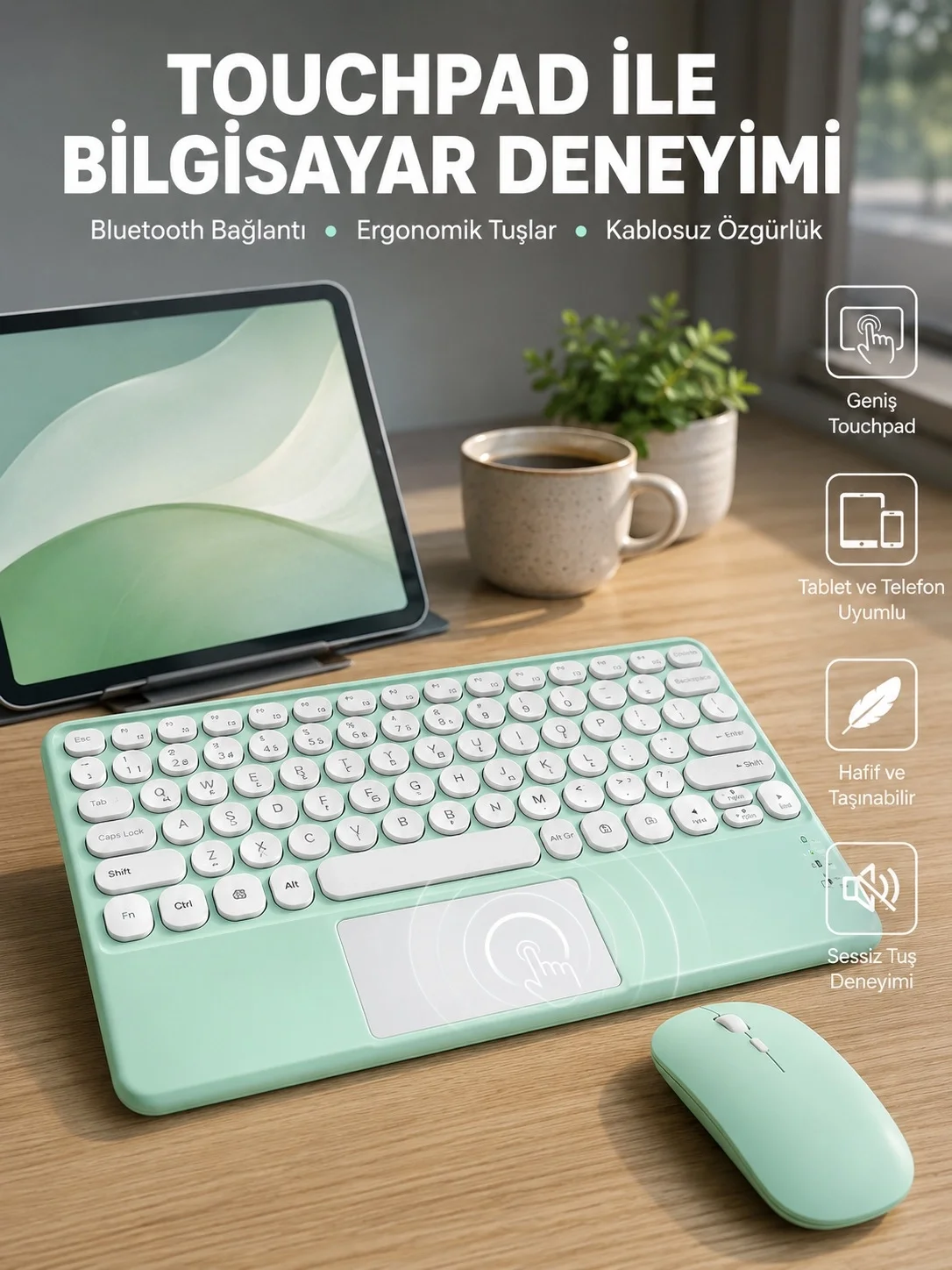Profesyonel Wifi Q Klavye Bluetooth Klavye Touchpad 10.8 Inç Yeni Nesil Fiyatı, Yorumları ve Özellikleri