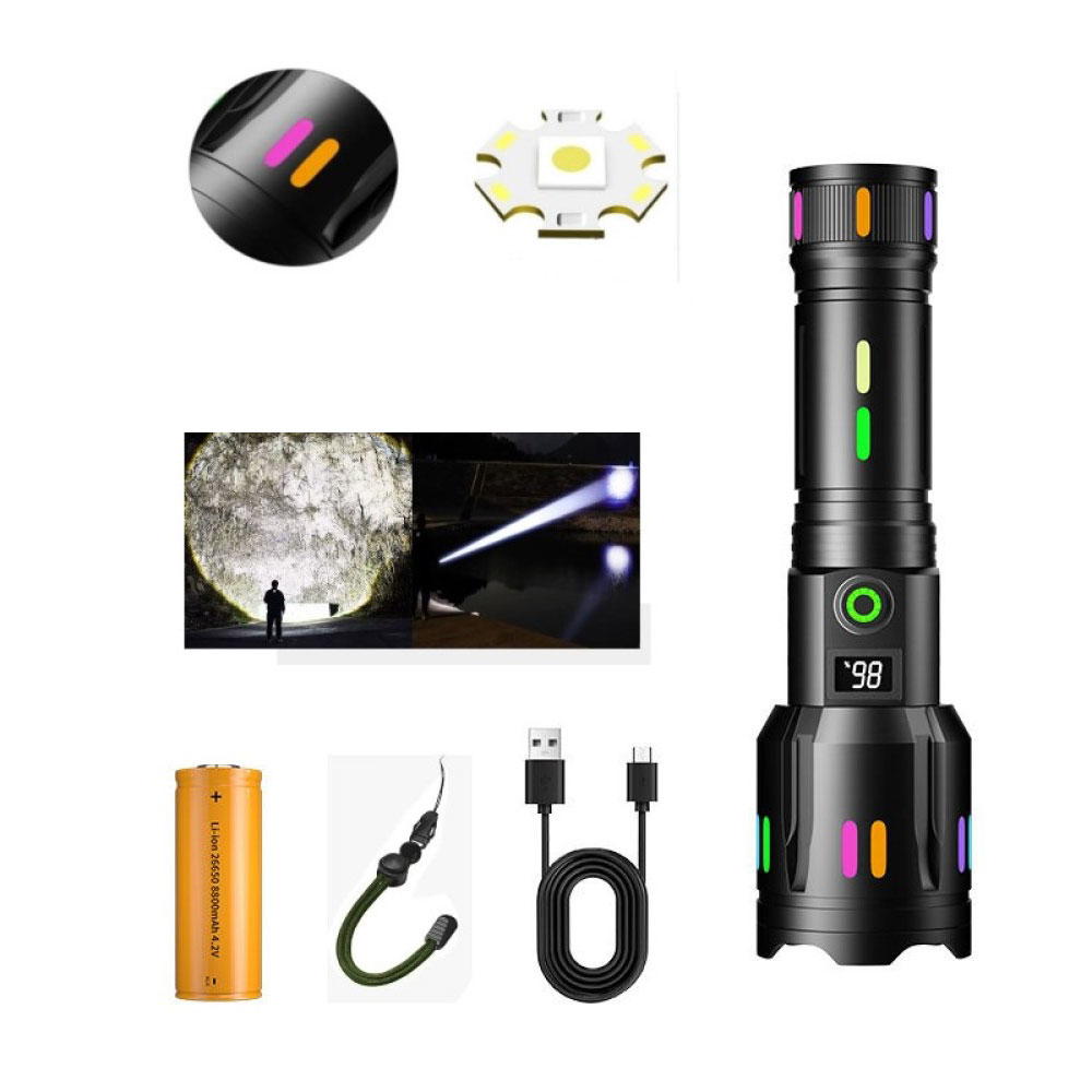 Profesyonel Zoomlu 50W Şarjlı Powerbank Avcı Polis El Feneri PS-9