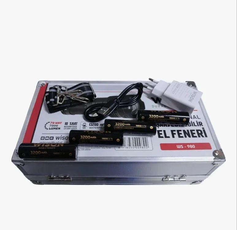 Profesyonel Zoomlu El Feneri | 60w – 7000 Lümen – 13.200 Mah – Type‑c – Metal Gövde Bx40 Fiyatı, Yorumları ve Özellikleri