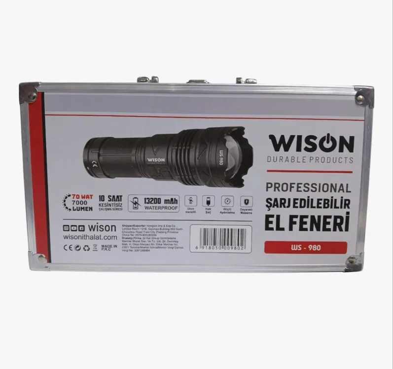 Profesyonel Zoomlu El Feneri | 60w – 7000 Lümen – 13.200 Mah – Type‑c – Metal Gövde Fiyatı, Yorumları ve Özellikleri