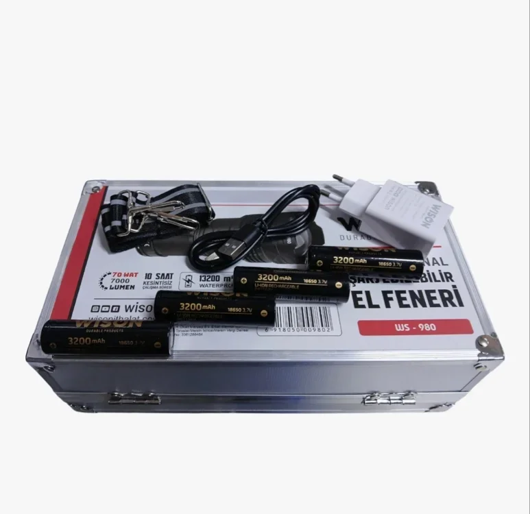 Profesyonel Zoomlu El Feneri | 60w – 7000 Lümen – 13.200 Mah – Type‑c – Metal Gövde Fiyatı, Yorumları ve Özellikleri
