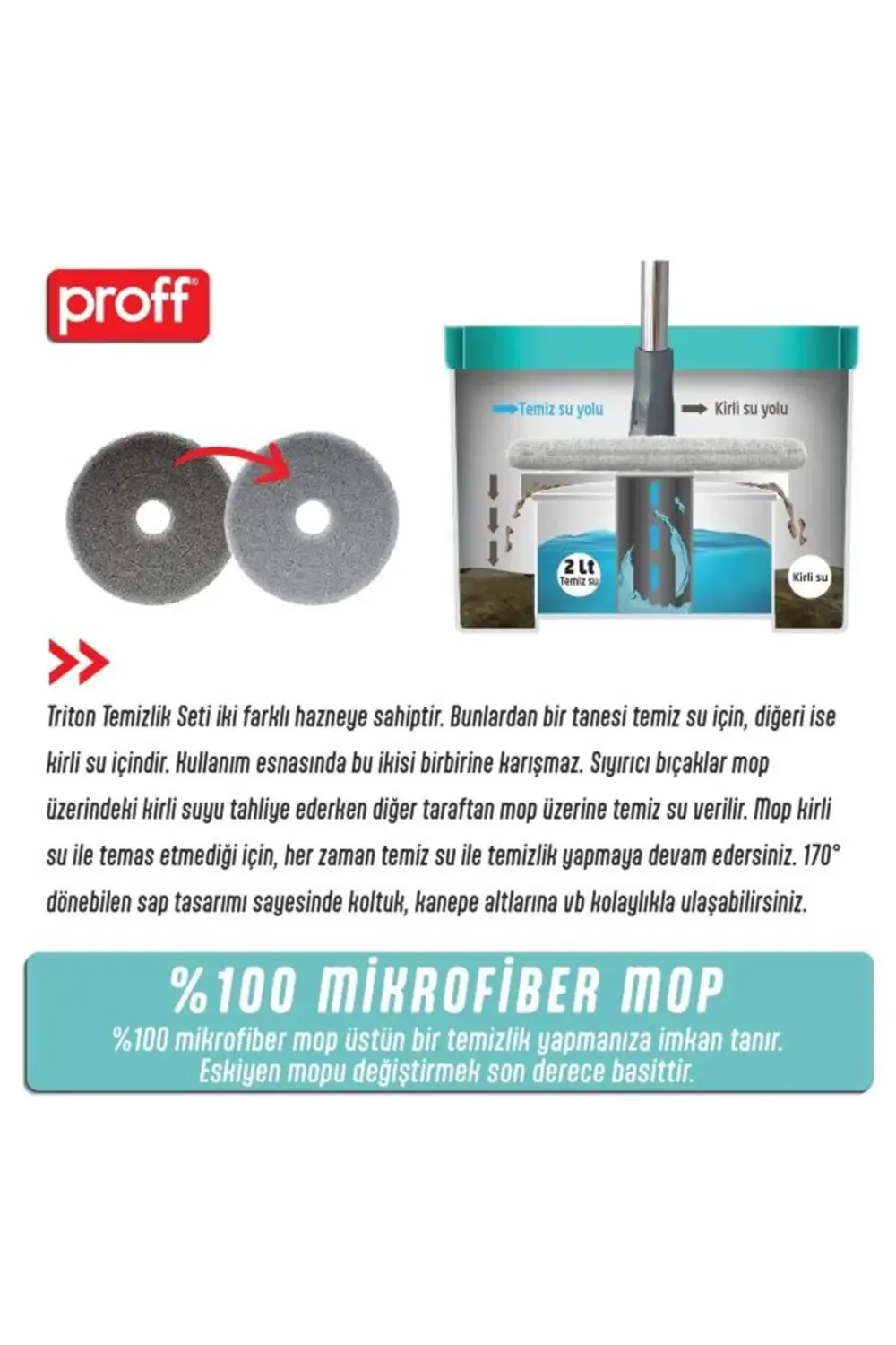 Proff Triton Temizlik Seti (Kendi Kendini Temizleyen Paspas Seti)