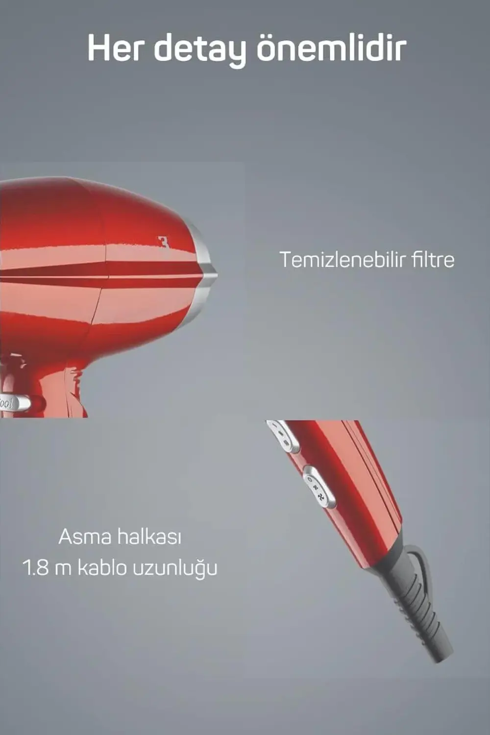 Profön Neo Profesyonel Saç Kurutma Ve Fön Makinesi 2300W Nar - AR