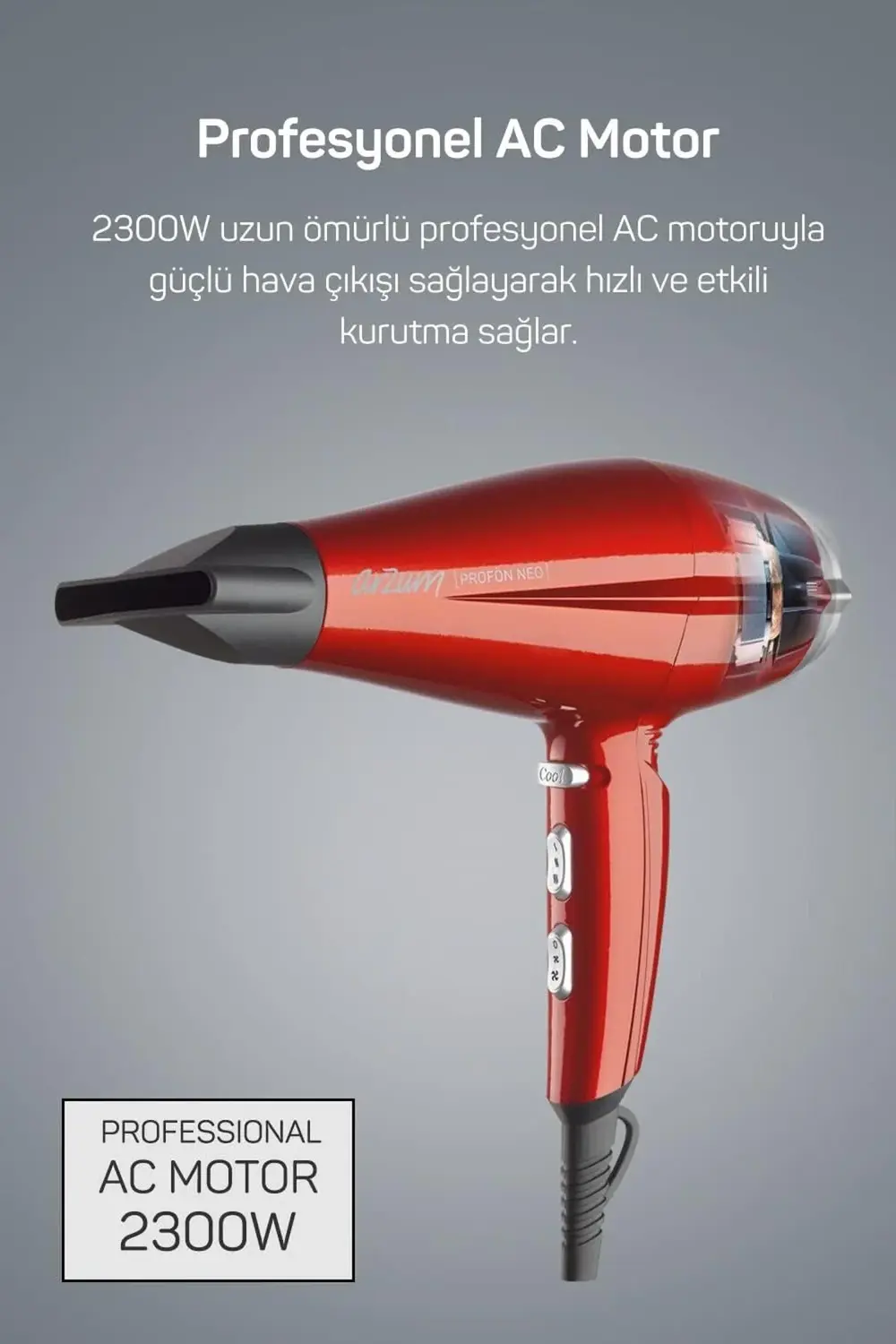 Profön Neo Profesyonel Saç Kurutma Ve Fön Makinesi 2300W Nar - AR