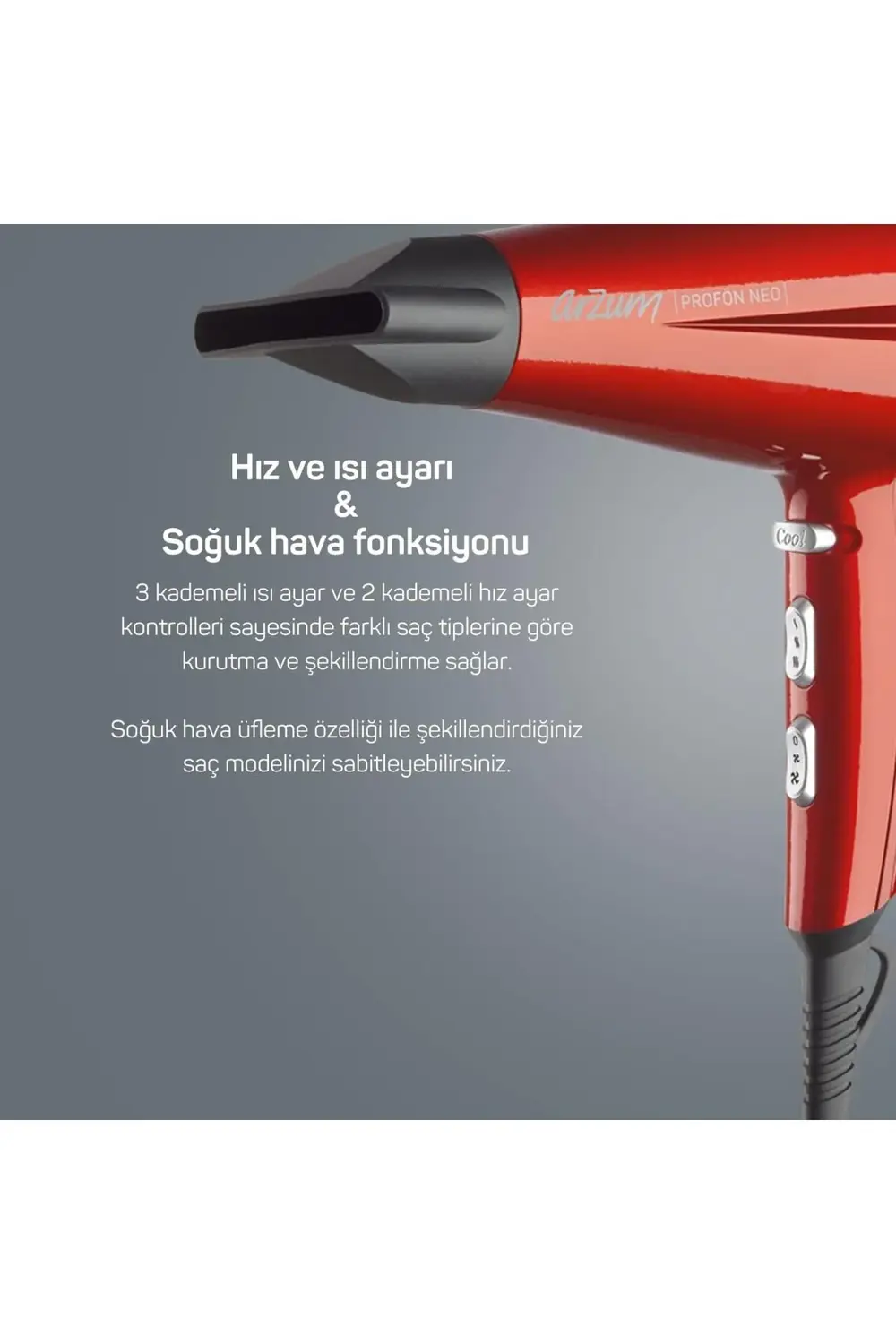 Profön Neo Profesyonel Saç Kurutma Ve Fön Makinesi 2300W Nar - AR