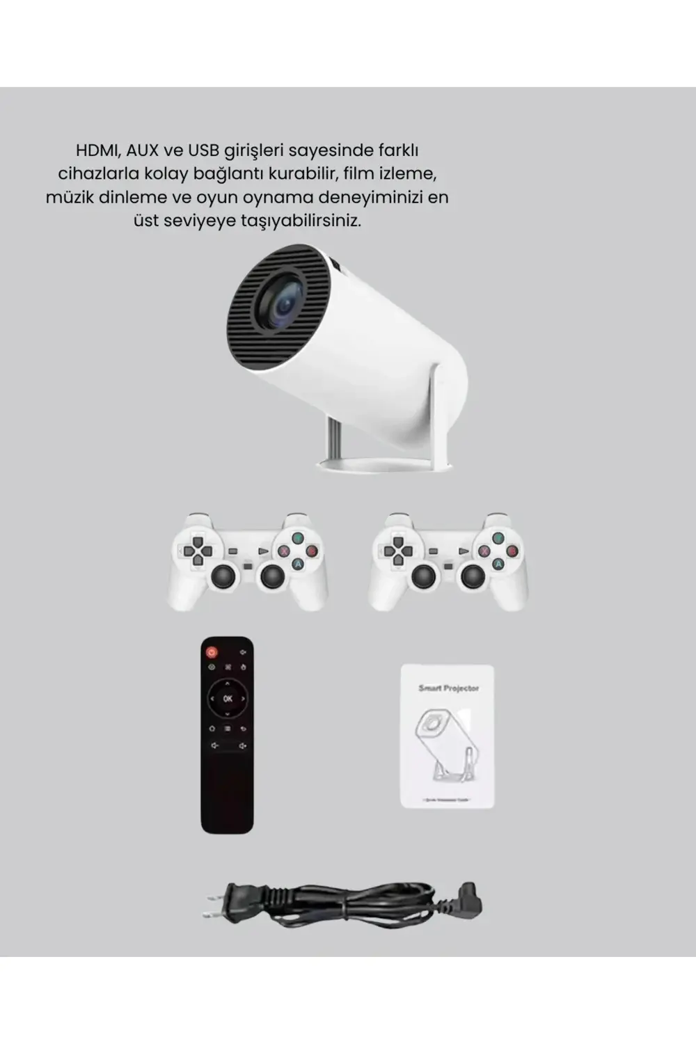 Projeksiyon Cihazı 4K Destekli Kablosuz Bağlantılı Bluetooth 5.0