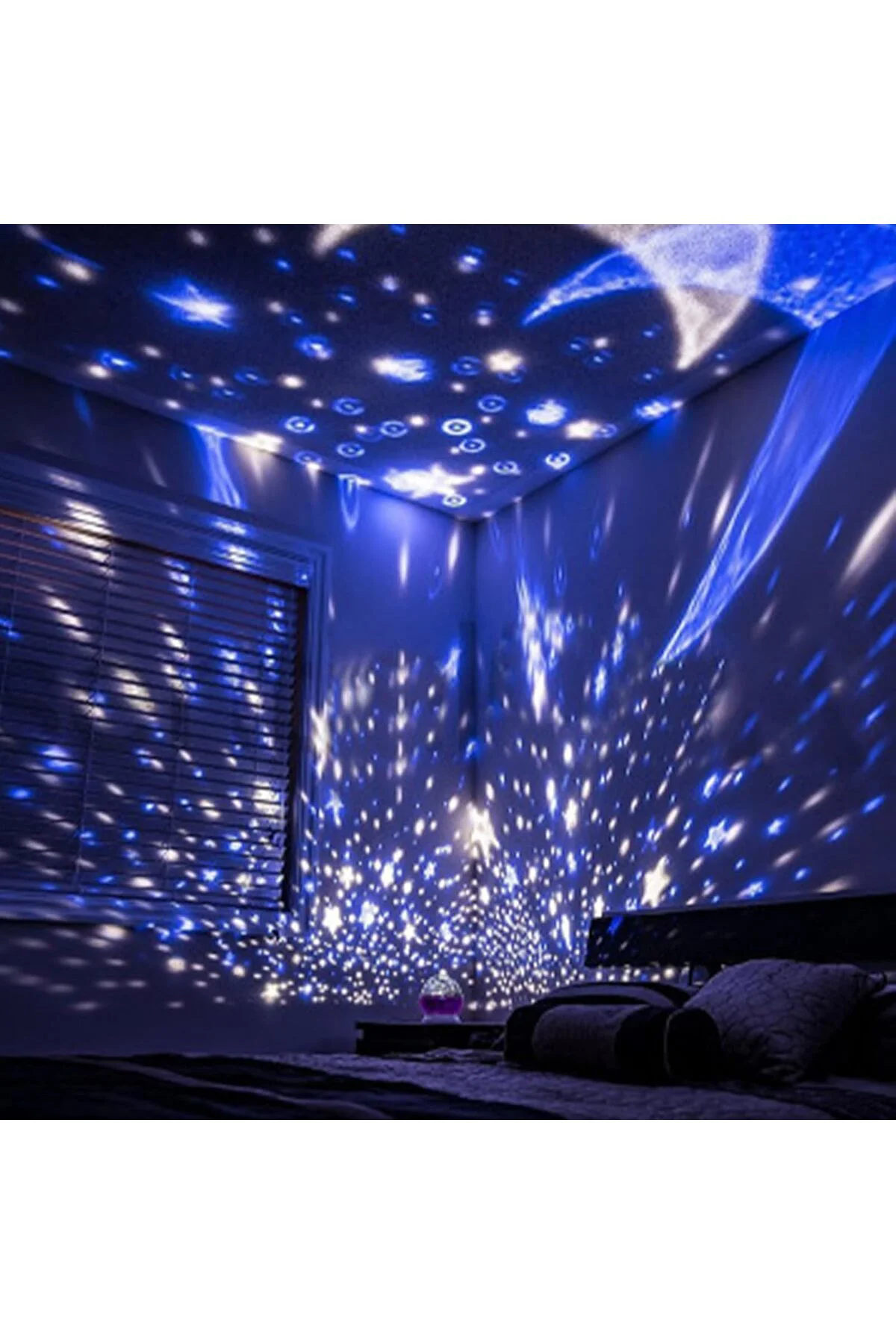Projeksiyon Gece Lambası - Renkli LED Çocuk Odası Tavan Yansıtan Masa Gece Lambası