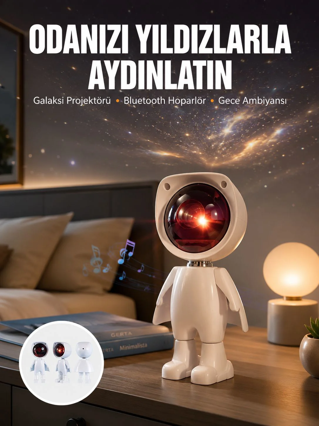 Projeksiyon Güneş Lambası Astronot Gün Batımı Projektör LED Işıklı Yeni Nesil