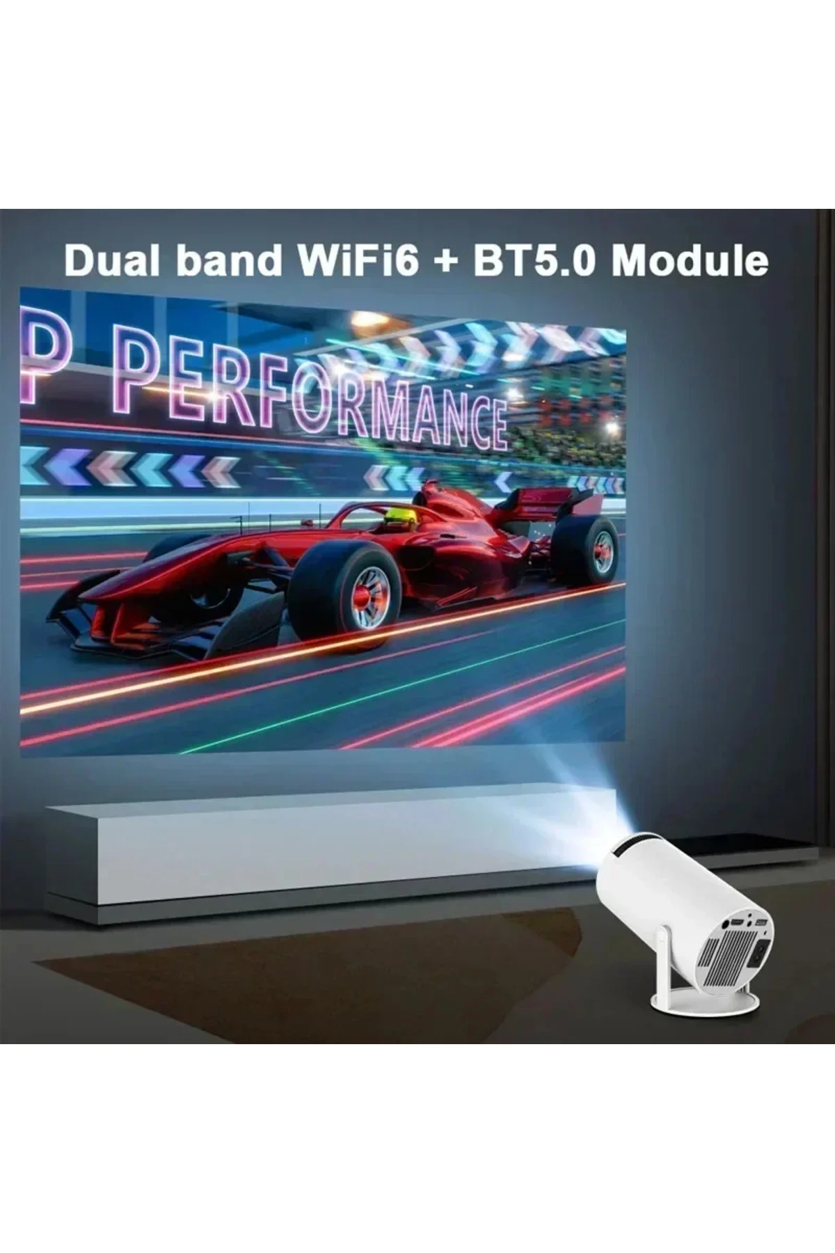 Projektör 4K Android 11 Dual Wifi6 260ANSI BT5.0 1080P 1280x720 çözünürlük destekli