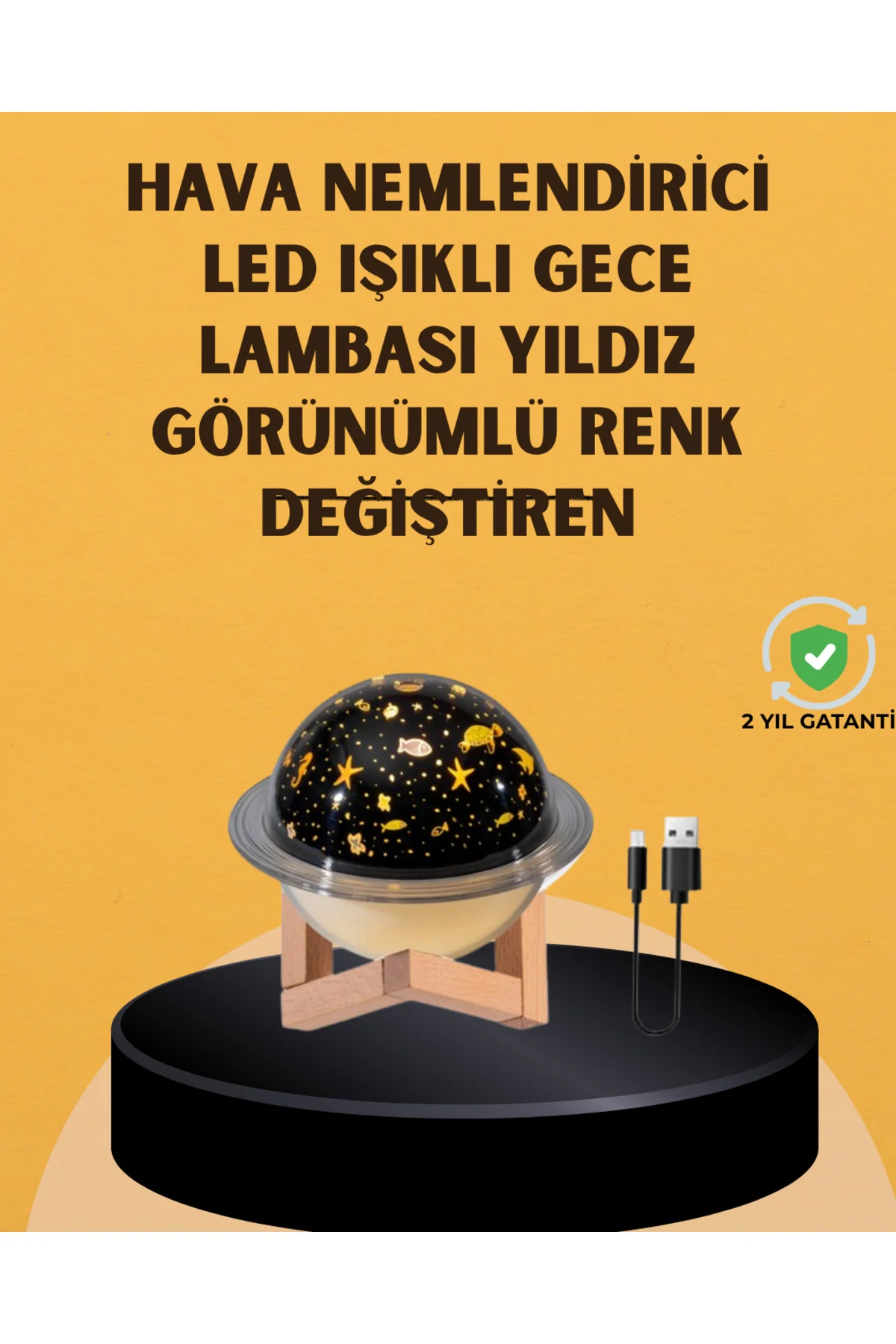 Projektör ışıklı, aromaterapi uyumlu mini masaüstü hava nemlendirici cihaz