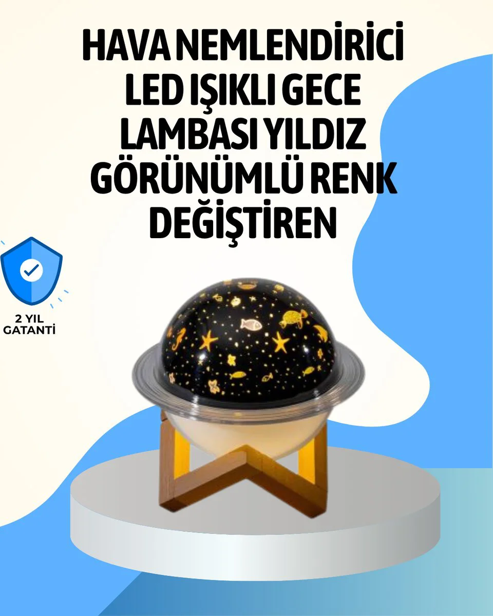 Projektör Işıklı Aromaterapi Destekli Taşınabilir Nemlendirici - USB Bağlantılı ve Difüzör