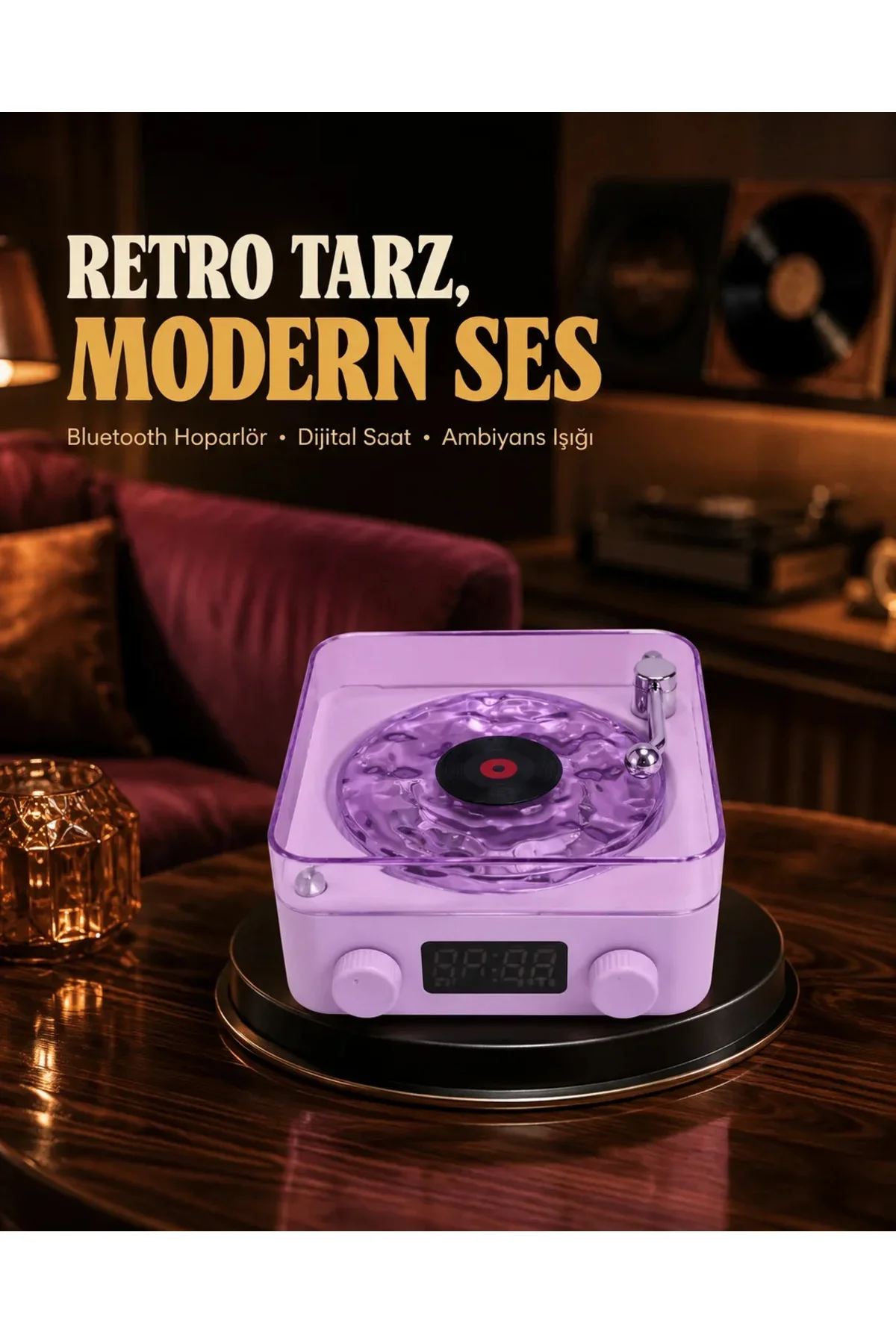 Projektör Işıklı Retro Hoparlör Bluetooth AUX USB Hafıza Kartlı 360° Sesli Şarjlı Projektör Işıklı Retro Hoparlör Bluetooth AUX USB Hafıza Kartlı 360° Sesli Şarjlı