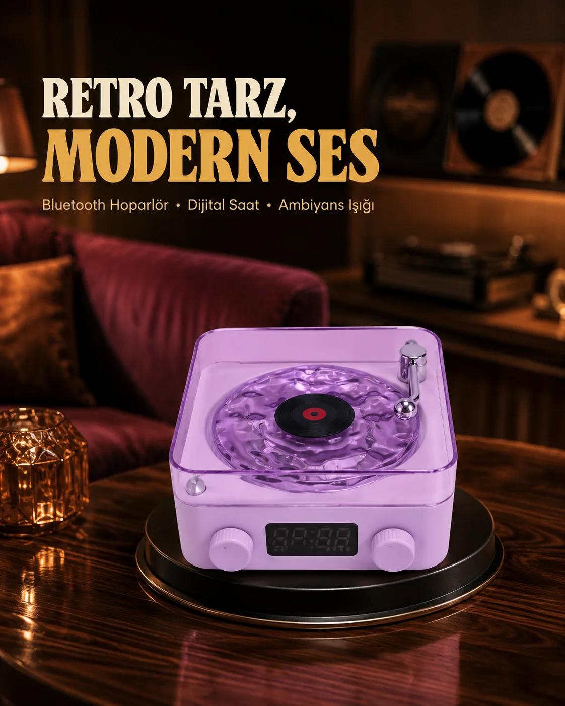 Projektör Işıklı Retro Hoparlör Bluetooth AUX USB Hafıza Kartlı 360° Sesli Şarjlı Projektör Işıklı Retro Hoparlör Bluetooth AUX USB Hafıza Kartlı 360° Sesli Şarjlı