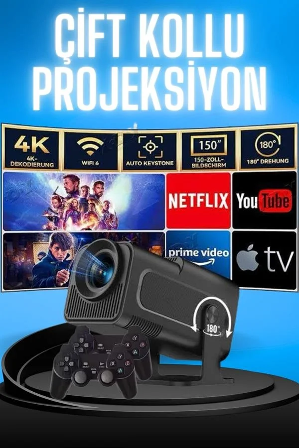 Projektör Siyah Android Taşınabilir Sinema Projeksiyon Wifi Destekli En Güncel Sürüm Akıllı Fiyatı, Yorumları ve Özellikleri