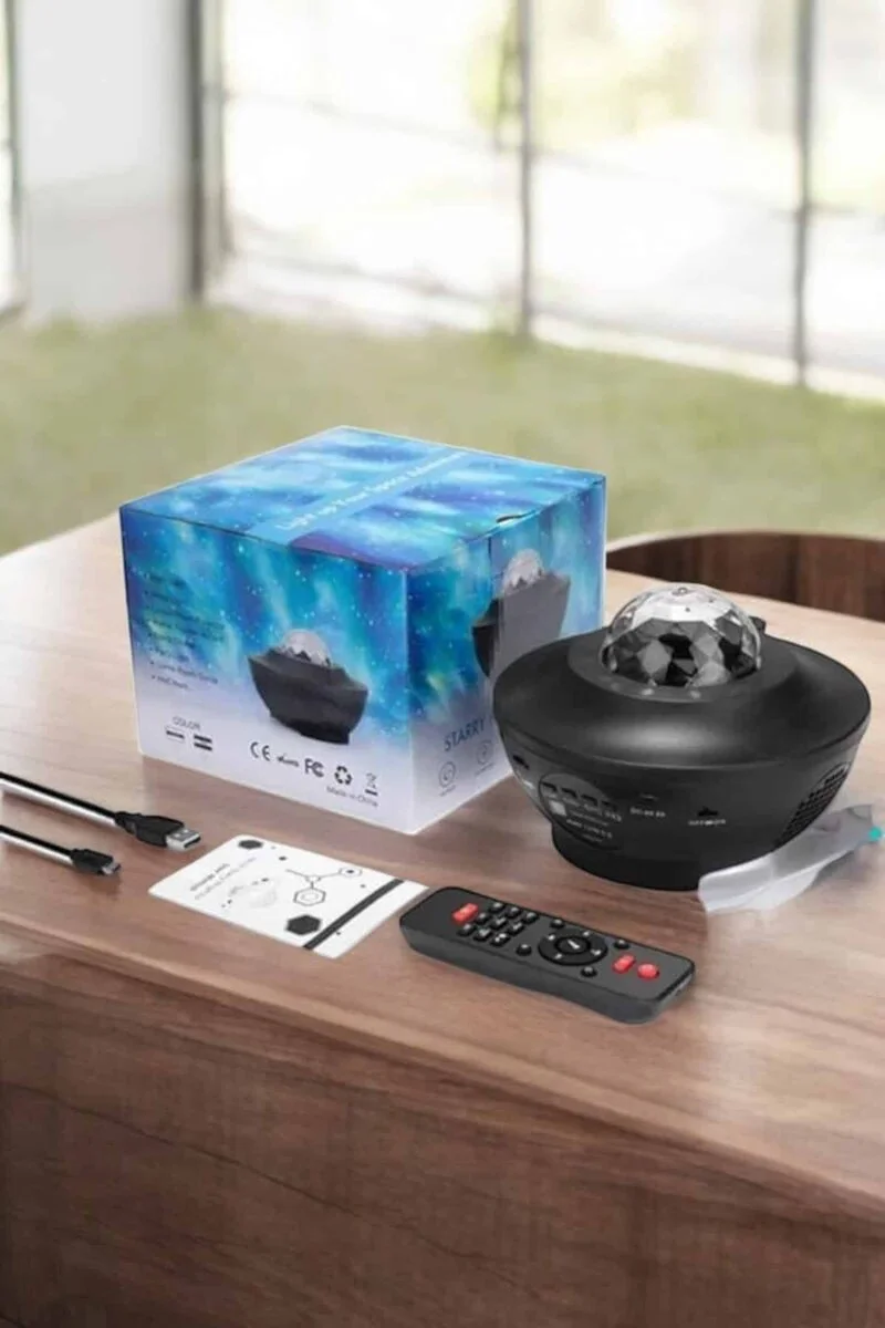 Projektör Yıldız Gece Lambası Disko Topu Bluetooth Bağlantılı Taşınabilir Şarjlı - Parti Işıkları ve Hoparlör