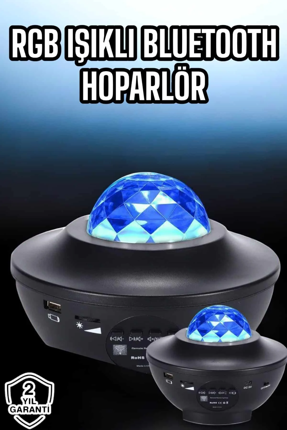 Projektör Yıldız Gece Lambası Disko Topu Bluetooth Bağlantılı Taş