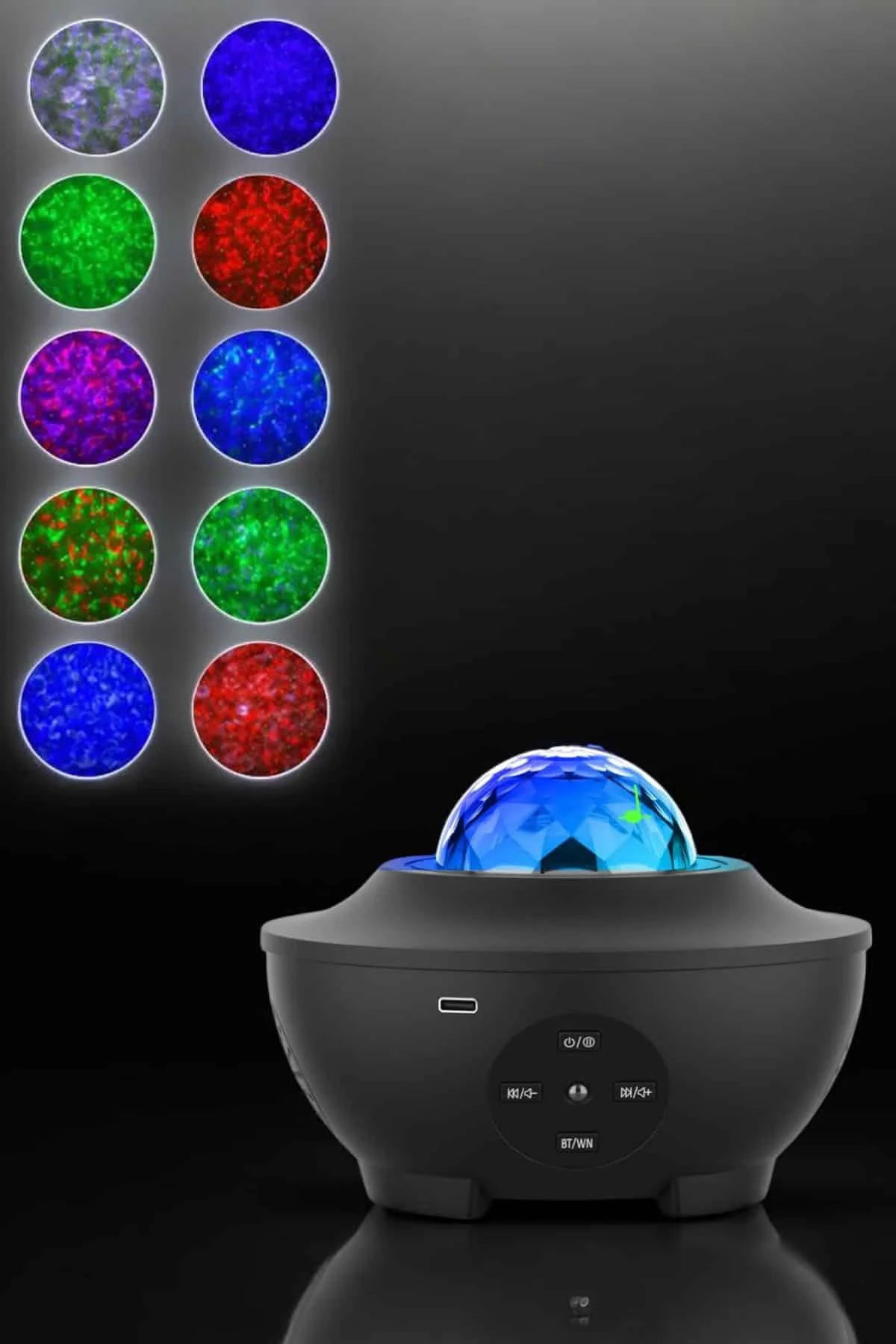 Projektör Yıldız Gece Lambası Disko Topu Bluetooth Bağlantılı Taş