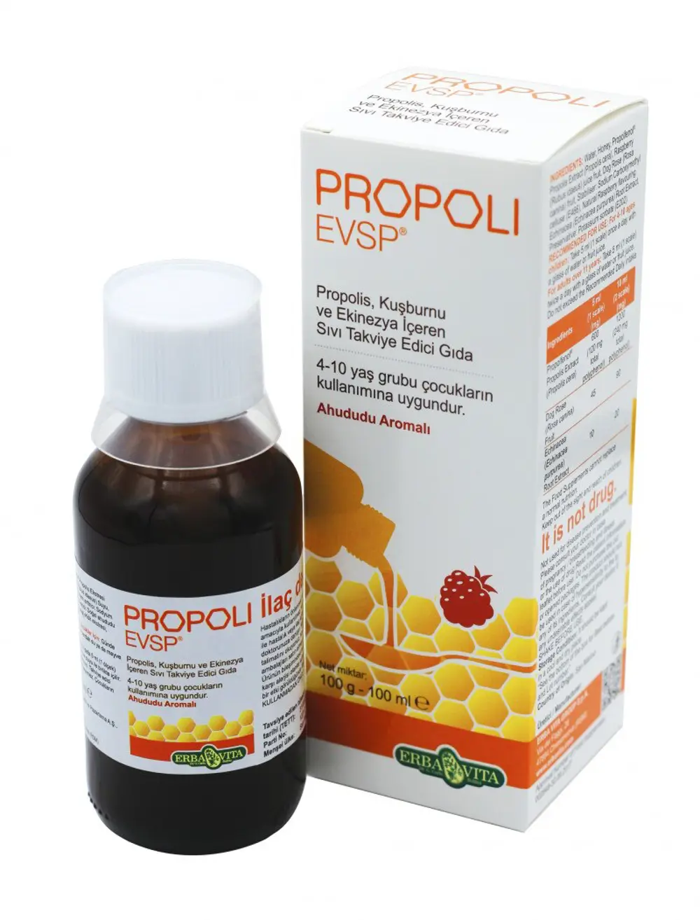Propoli EVSP Propolis Ekinezya Kuşburnu 100ml Şurup SKT31.03.2021 Propoli EVSP Propolis Ekinezya Kuşburnu 100ml Şurup SKT31.03.2021