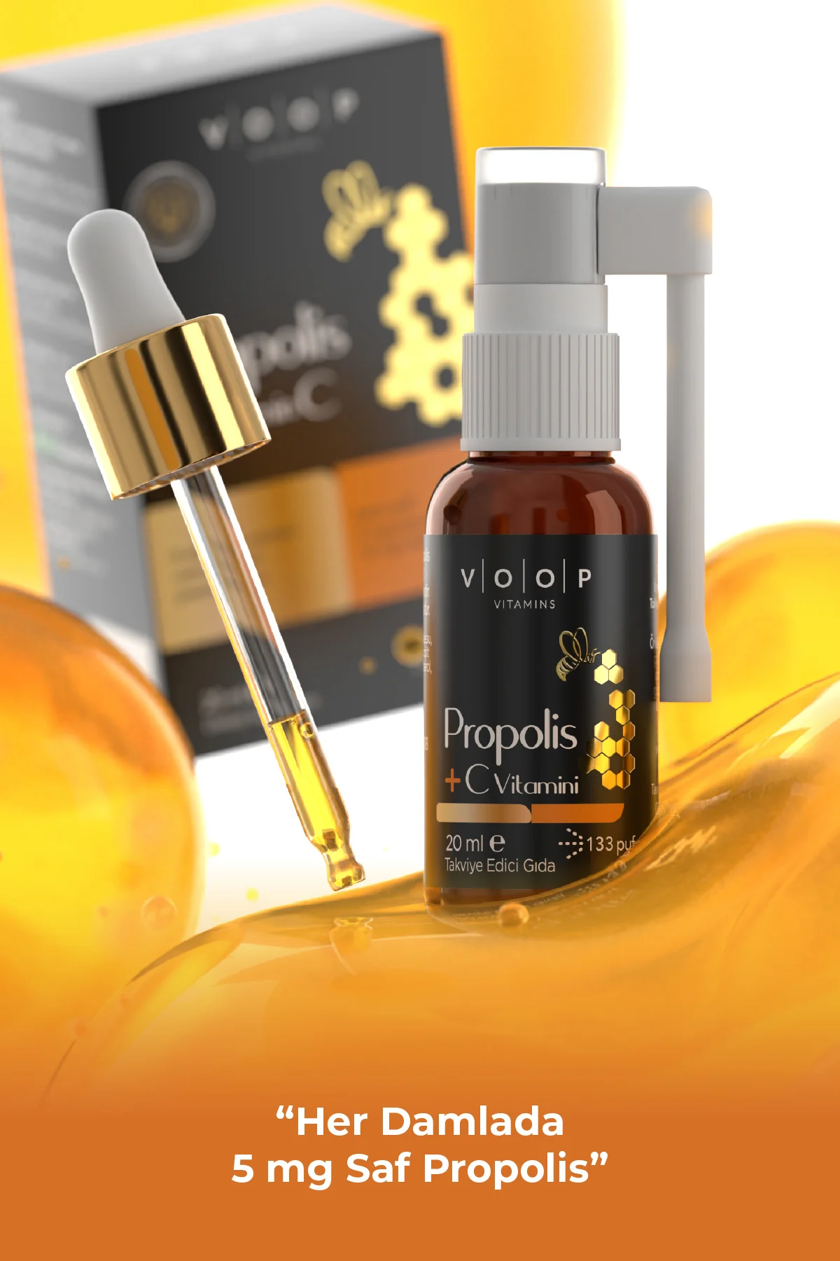 Propolis C Vitamini Sprey-damla - 20 ml | Bağışklık Sistemi Güçlendirici