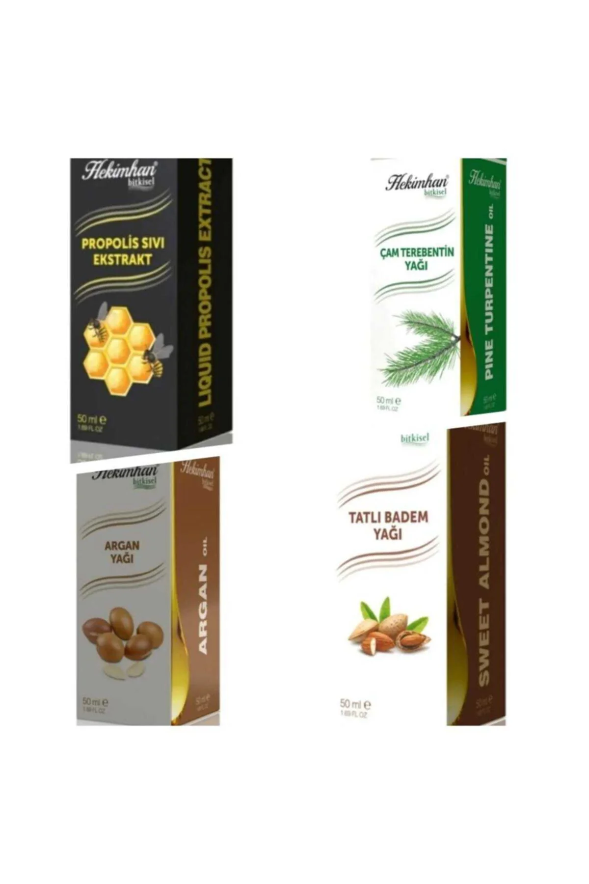 Propolis ml ,çam Terebentin 50 ml Argan 50 ml ve Tatlı Badem Yağı