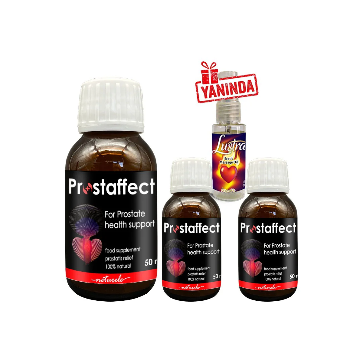 Prostaffect Erkek Şurubu 3'lü Paket 50 ml - Prostate Sağlığı İçin Doğal Şurup + Lustra Masaj Yağı Hediye Fiyatı, Yorumları ve Özellikleri