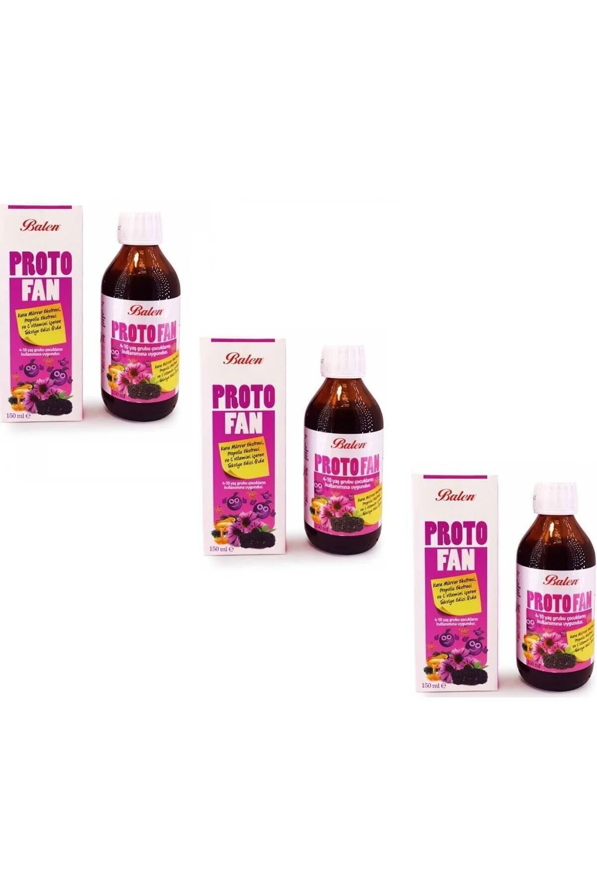 Protofan Kara Mürver Ekstresi Propolis Ekstresi Ve C Vitamini 150 ml 3 Adet