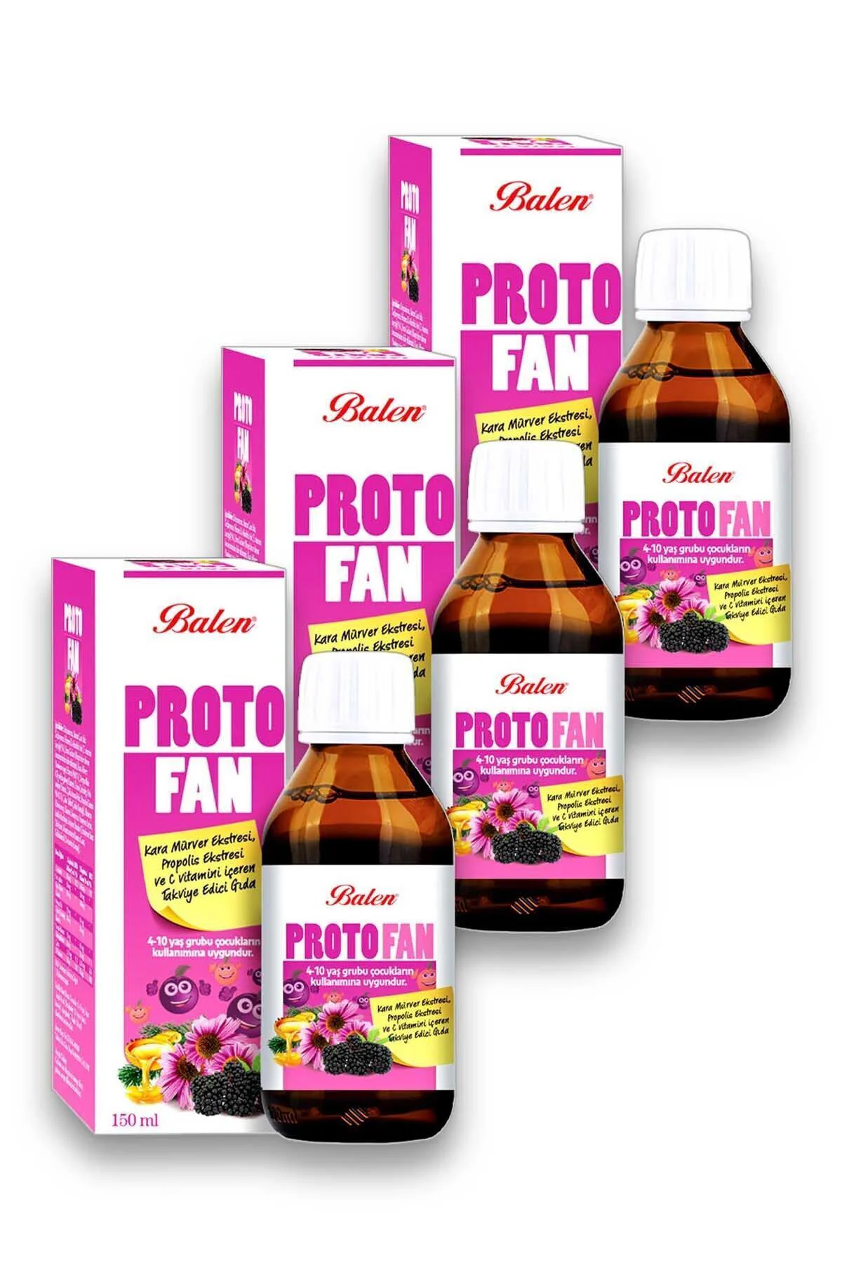 Protofan Propolis Kara Mürver Ekst. Vitamin-c 150 ml X 3 Adet
