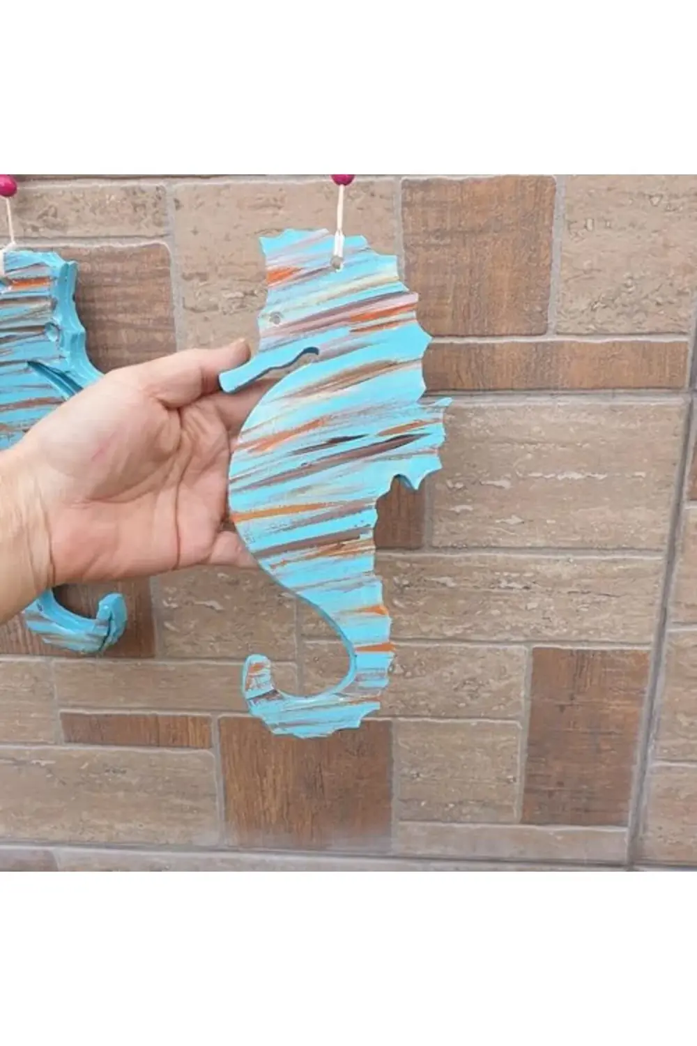 PRStoRe Denizatı Duvar Süsü, Ahşap El Yapımı, Renkli Boncuklu, 2'
