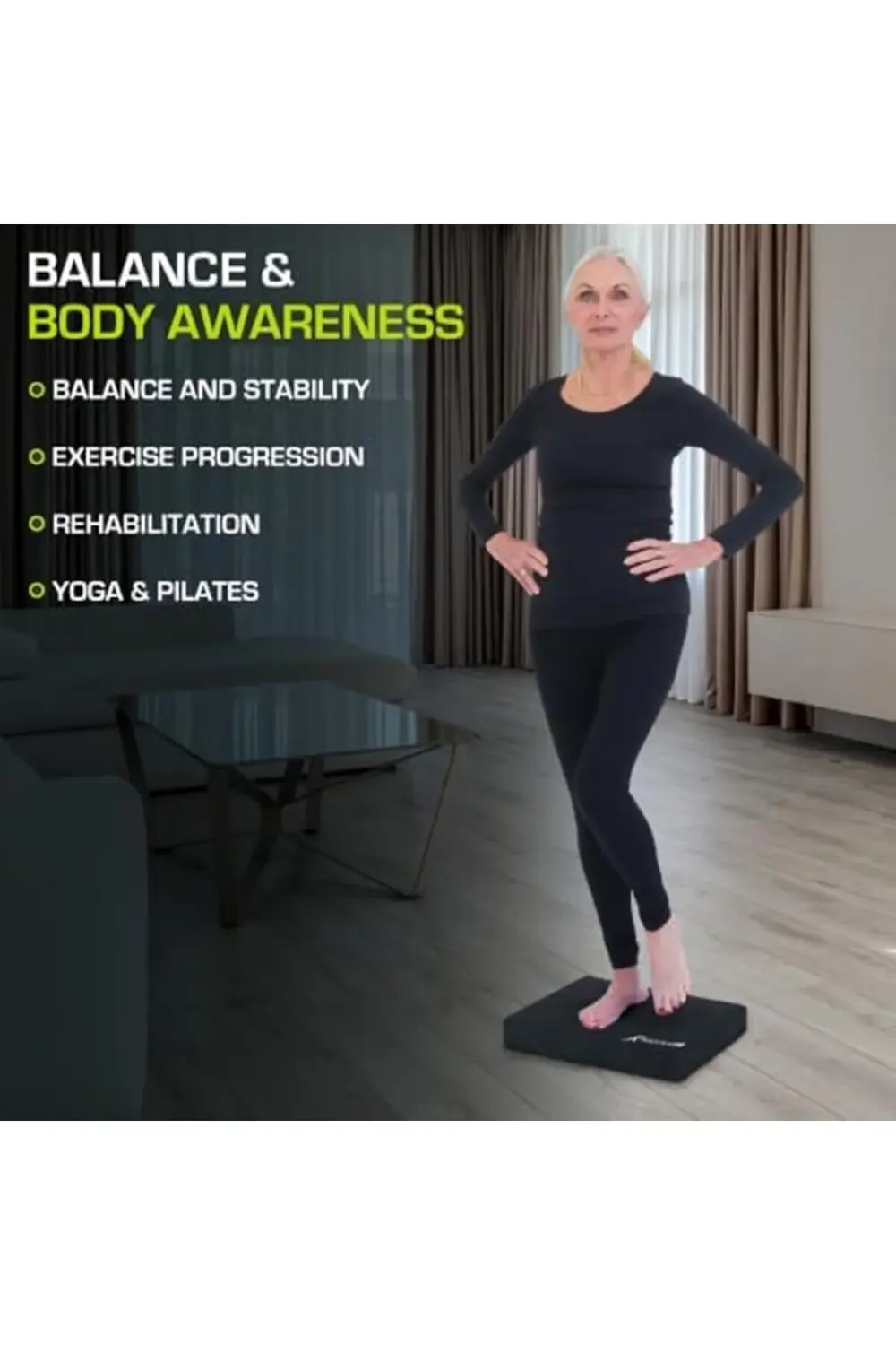 PRStoRe Egzersiz Denge Pedi – Kaymaz, Yastıklı Köpük Mat ve Dizli