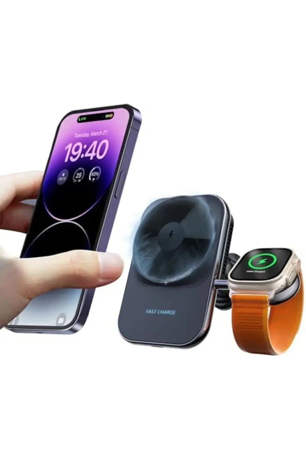 PRStoRe Kablosuz Şarj İle Uyumlu Kablosuz Araç Şarj Aleti 2'si 1