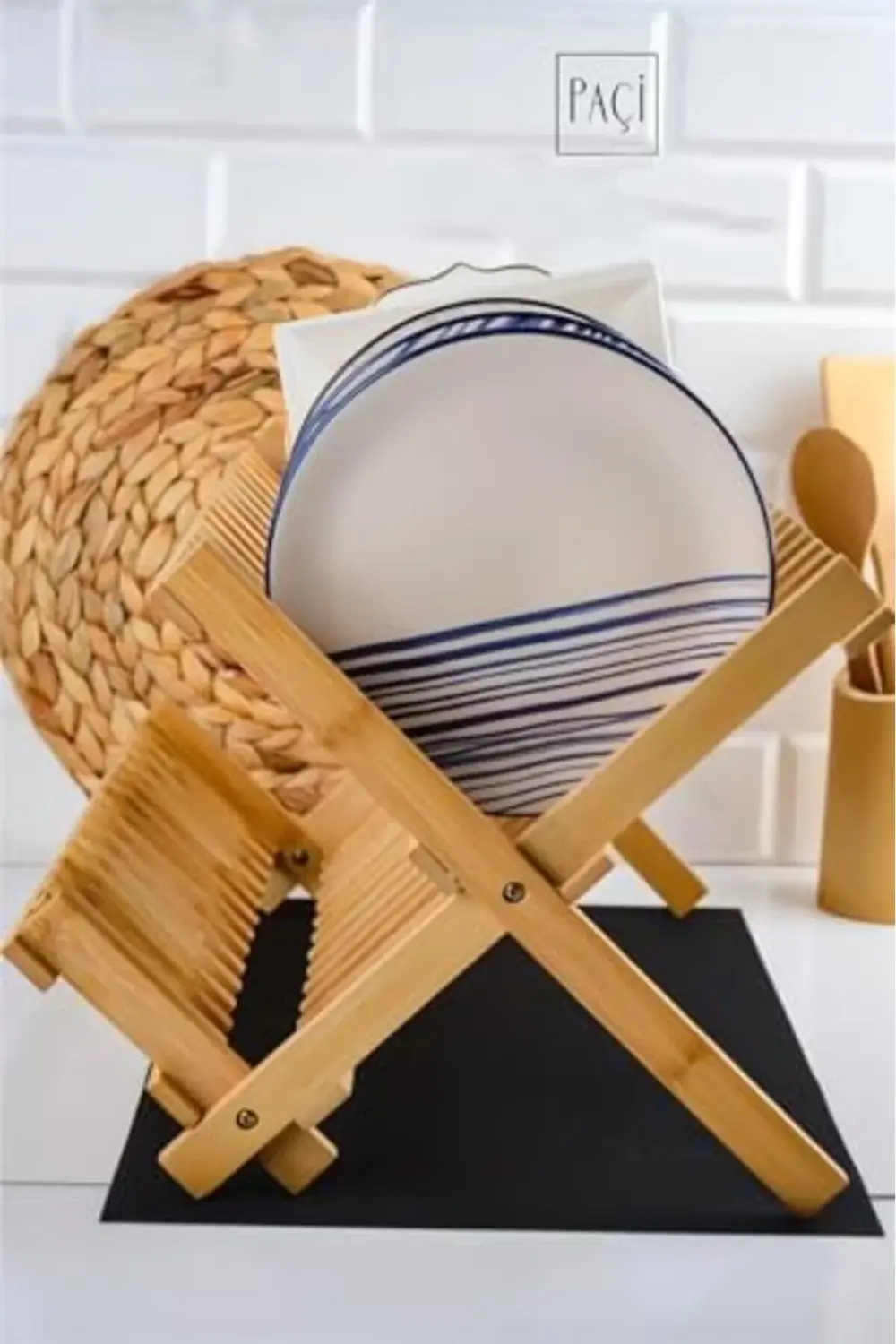 PRStoRe Kitchen Serisi Bambu Katlanabilir Tabaklık - Bulaşıklık 4