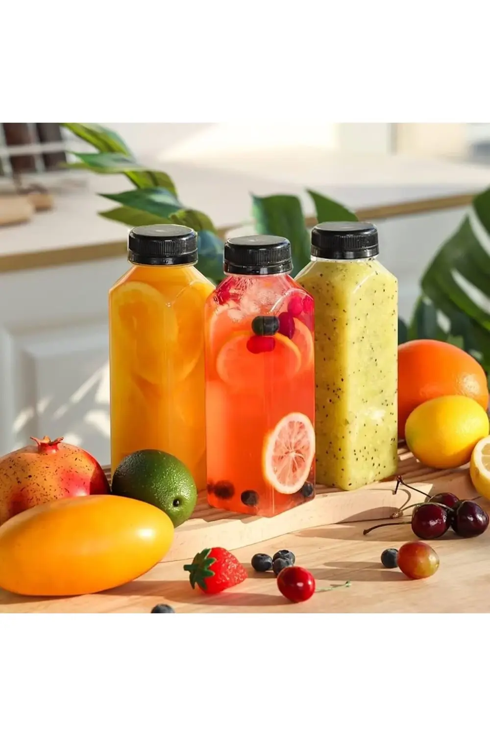 PRStoRe ml Smoothie Detoks Şişesi 250 cc Kapaklı Şeffaf Plastik Ş