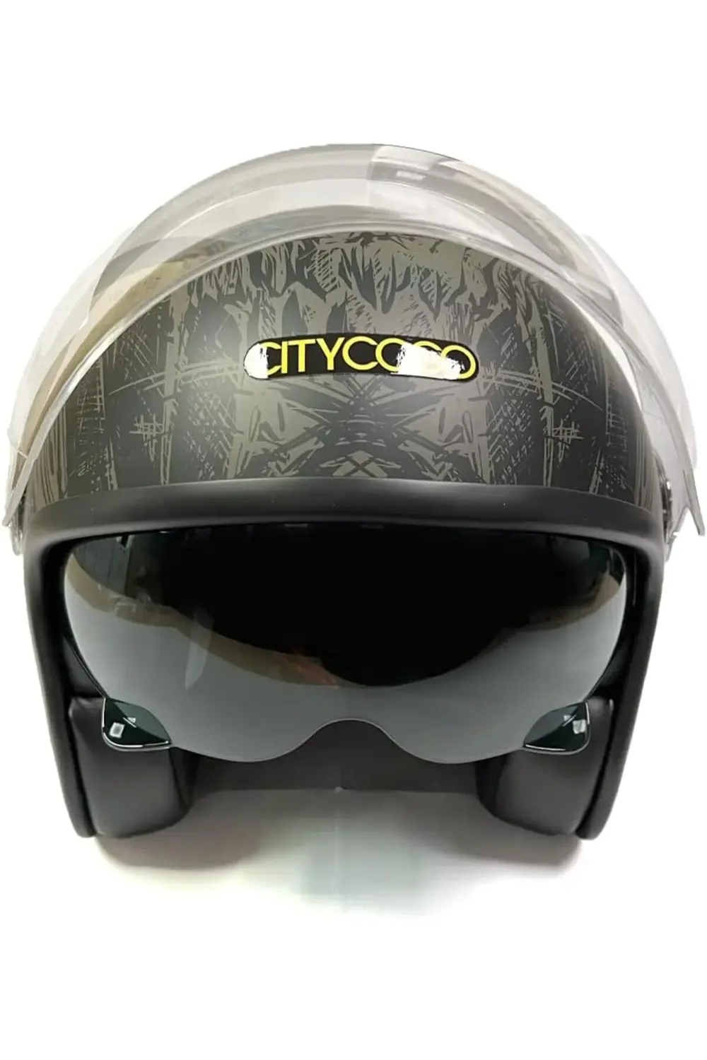 PRStoRe Motosiklet Yarım Kask , Grafiti desenli, Çift Vizörlü, Vi