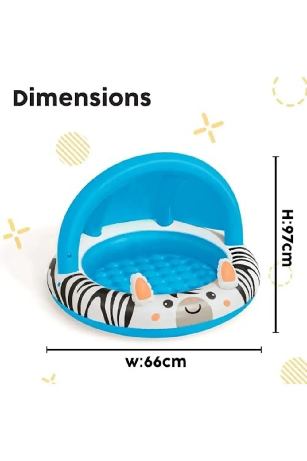 PRStoRe Safari Sun Gölgeli Şişirilebilir Bebek Havuzu 97 cm x 66