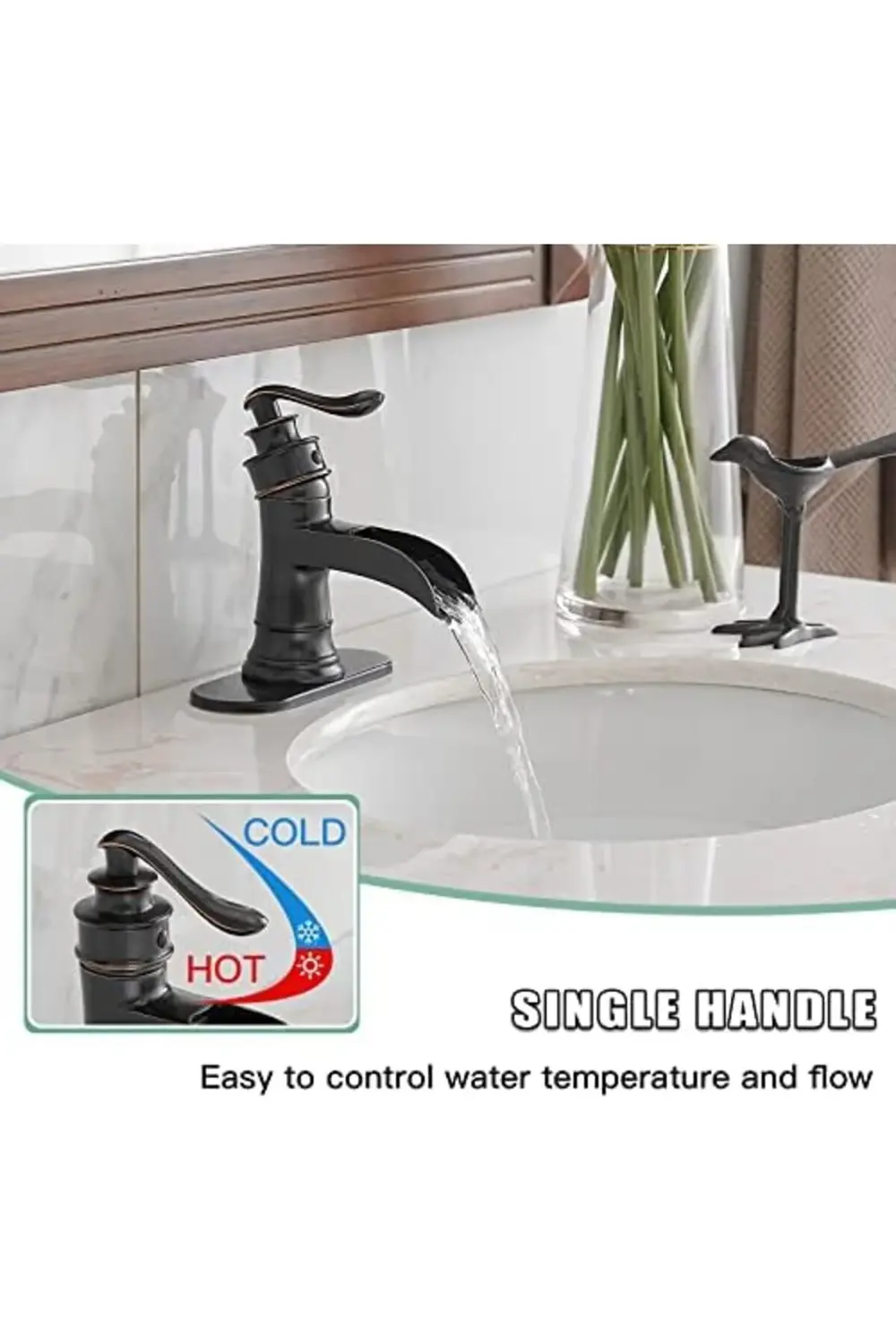 PRStoRe Şelale çıkışı, tek kollu lavabo musluğu, lavabo armatürü,