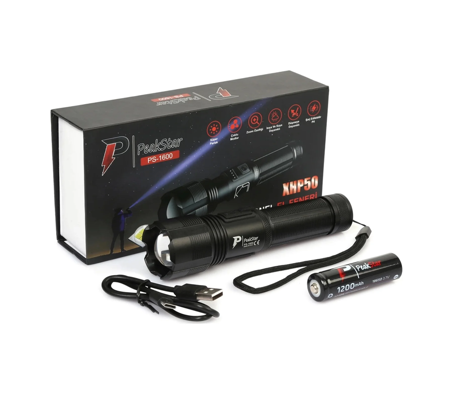 Ps-1600 Süper Parlak Led Zoomlu 5 Mod Su Geçirmez Profesyonel Kam