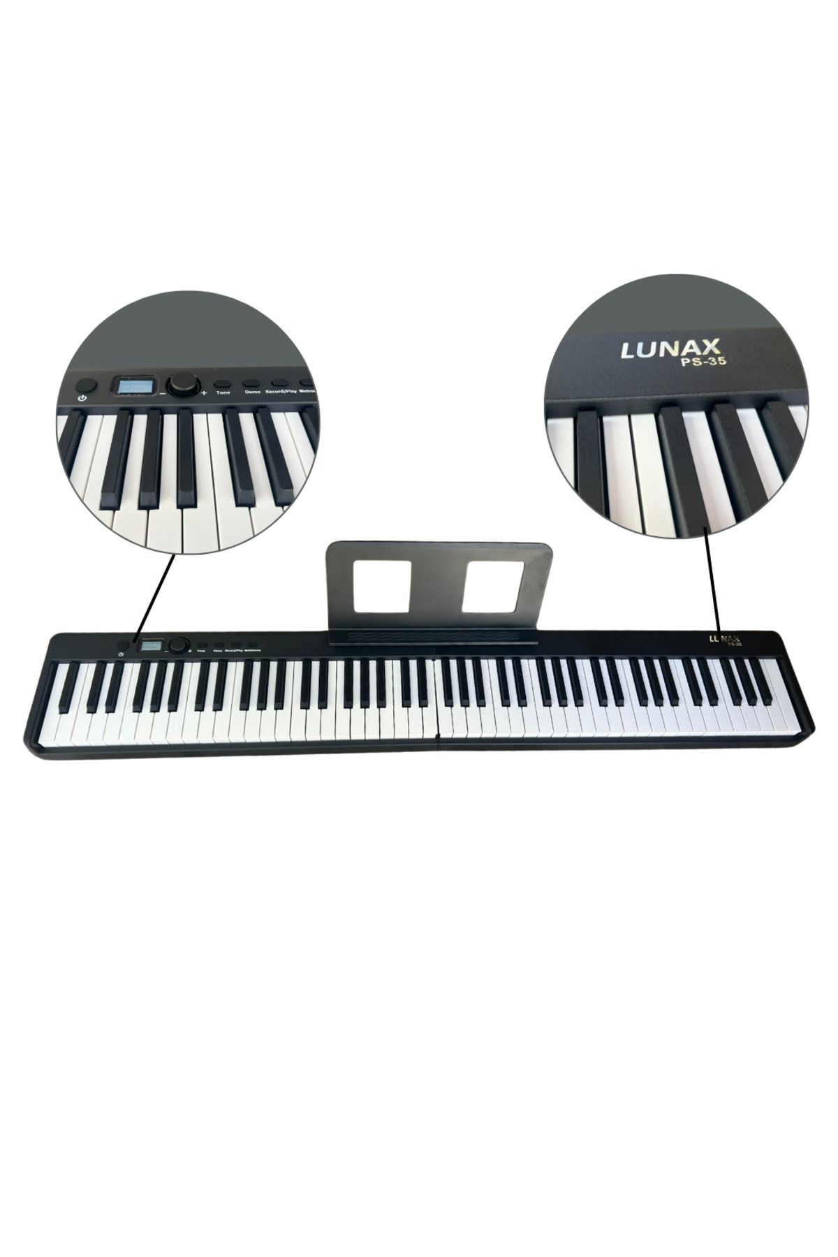 Lunax Ps-35 Katlanabilir Dijital Piyano 88 Tuş Siyah (Çanta+Adaptör)