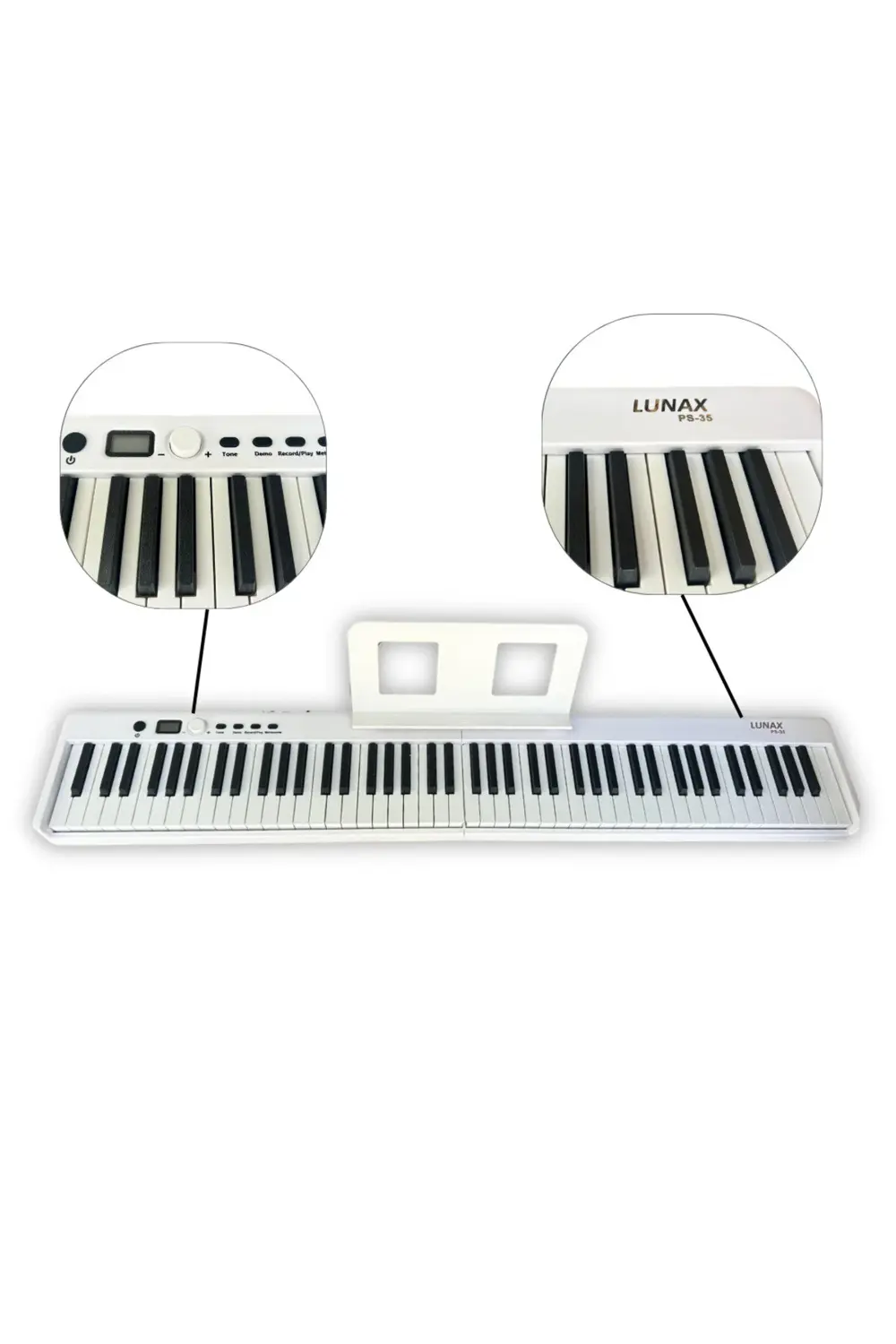 Ps-35 Katlanabilir Dijital Piyano 88 Tuş Beyaz (Çanta+Adaptör)