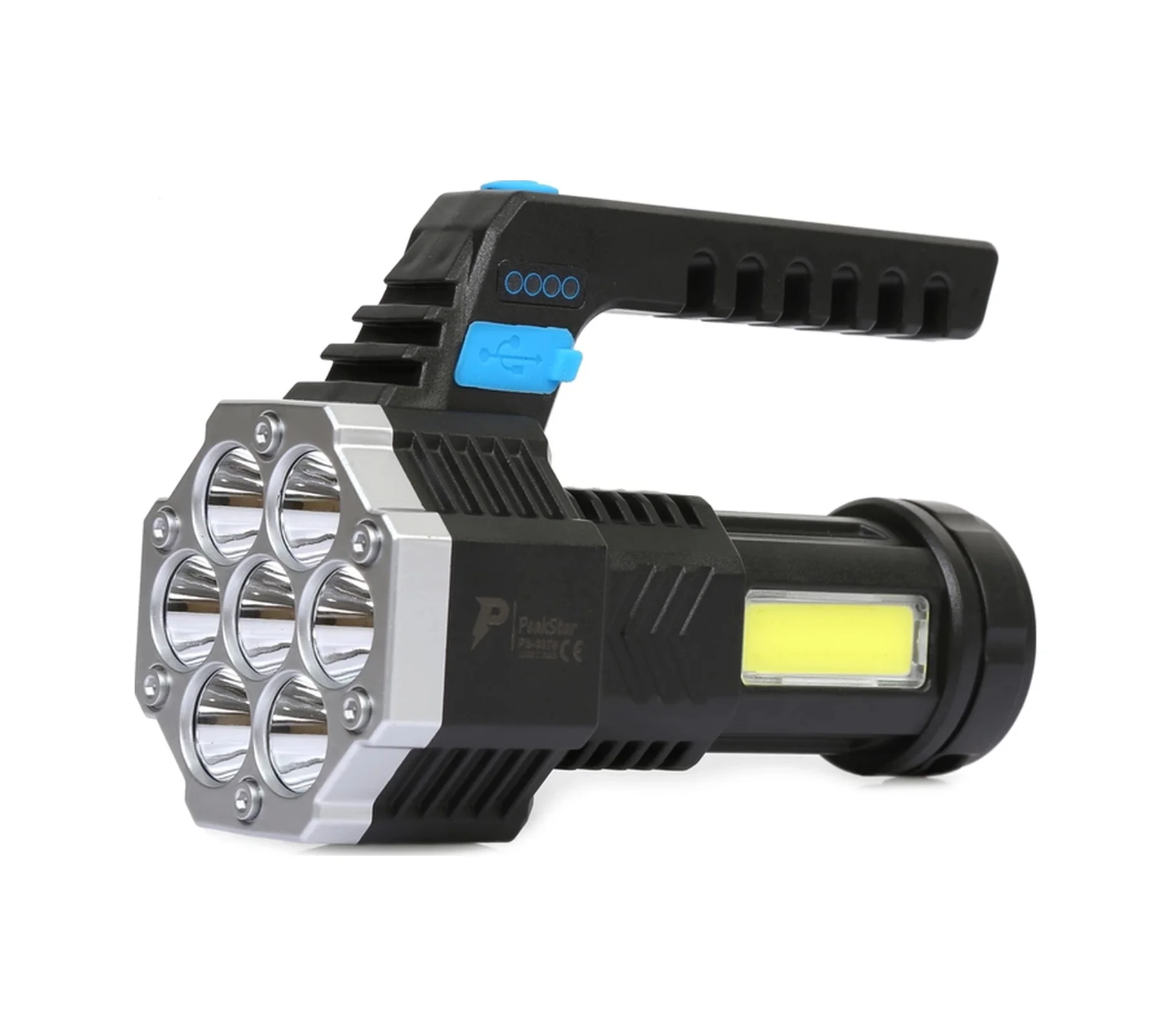 Ps-3879 Usb Şarj Göstergeli Şarj Edilebilir 7 Xpe +cob Led El Fen